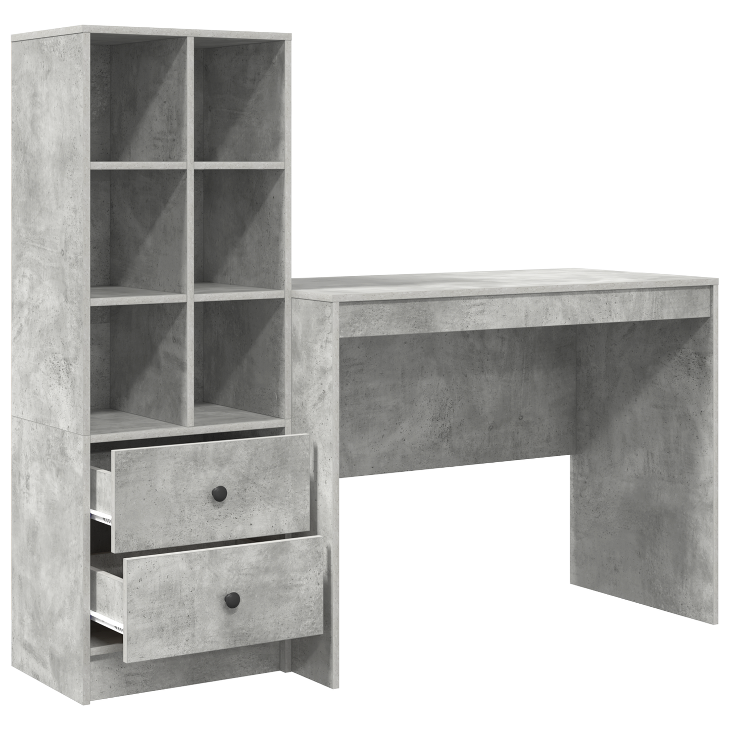 Skrivebord med skuff 2 pcs Betonggrå