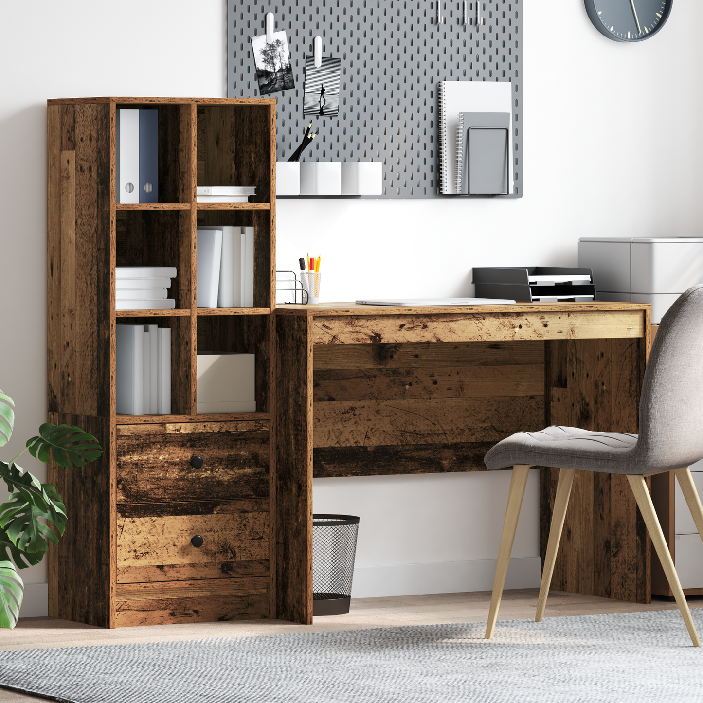 Skrivebord med skuff 2 pcs Gammelt tre