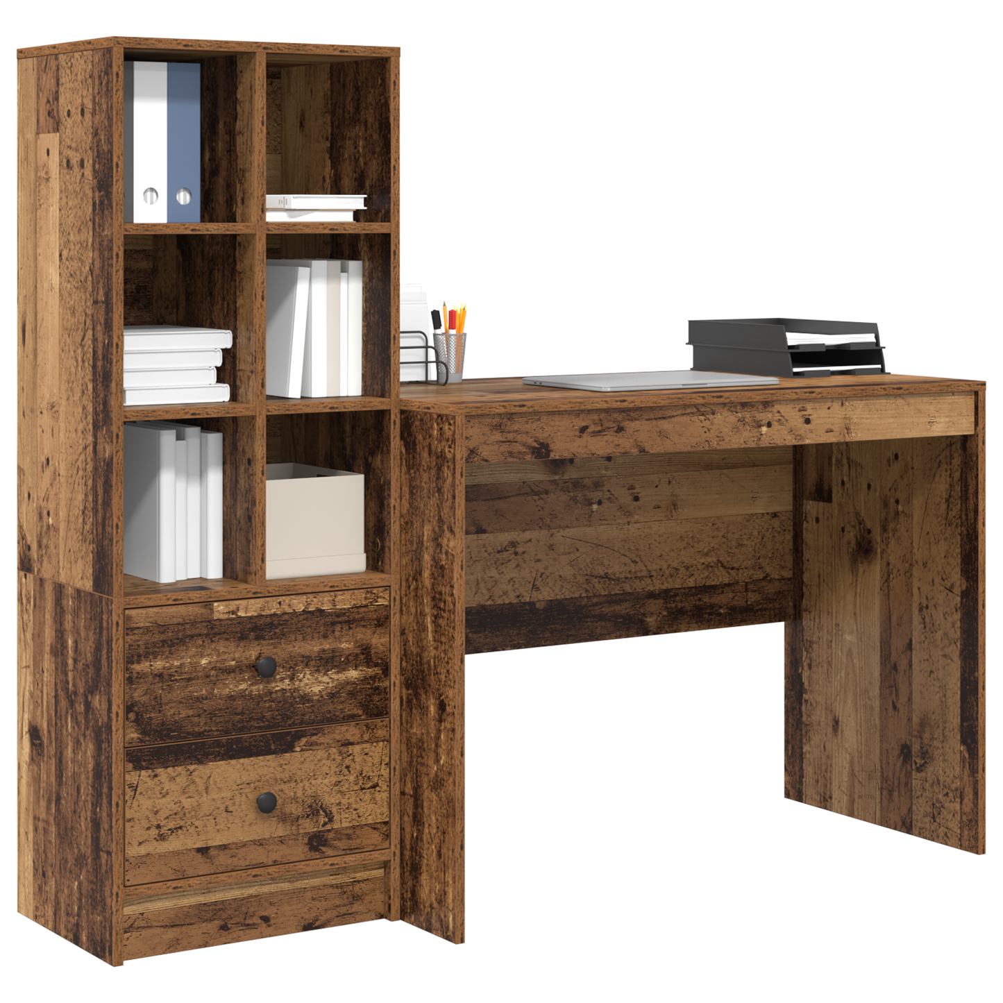 Skrivebord med skuff 2 pcs Gammelt tre