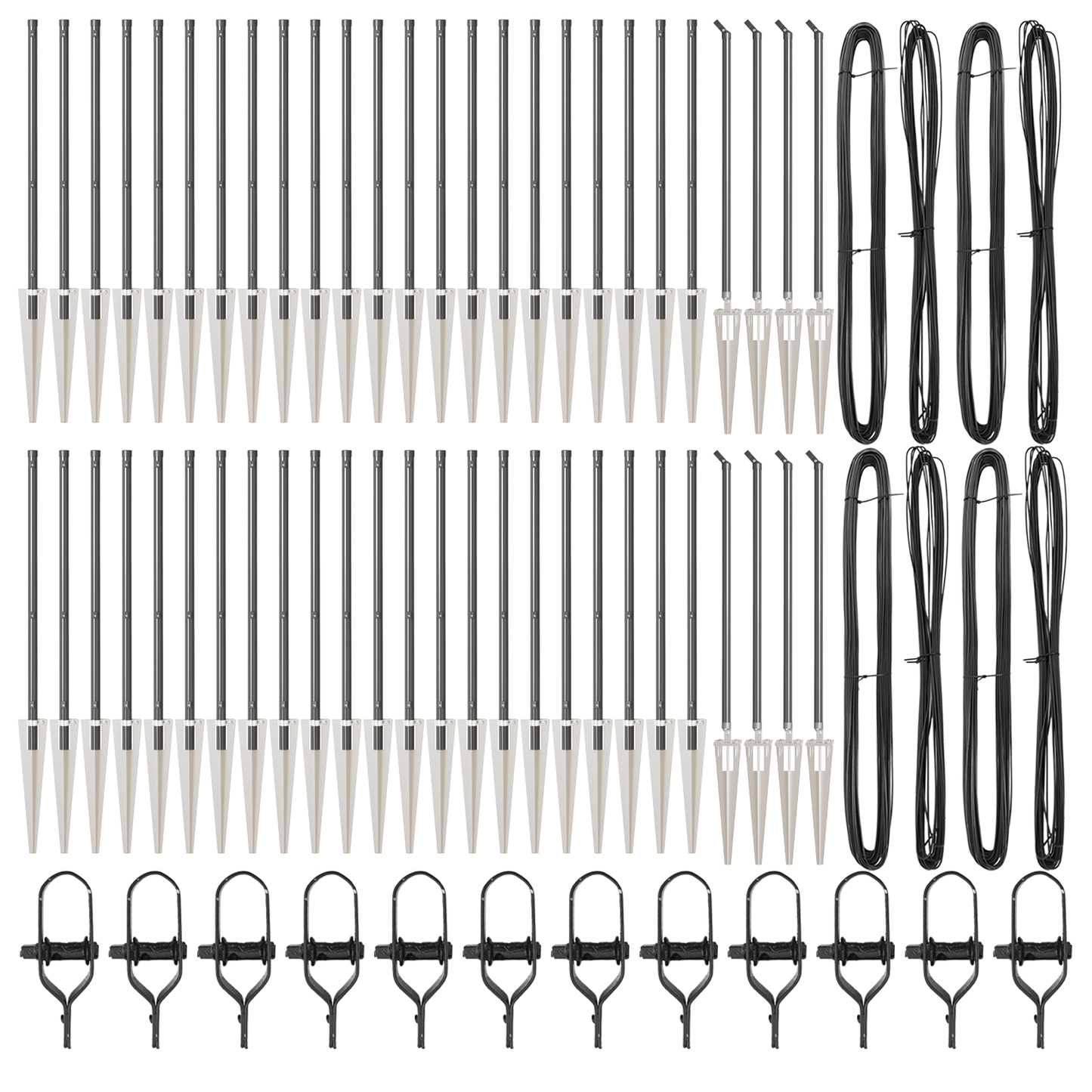 Gjerdepåle 52 pcs Grå 3,2 x 3,2 x 105 cm