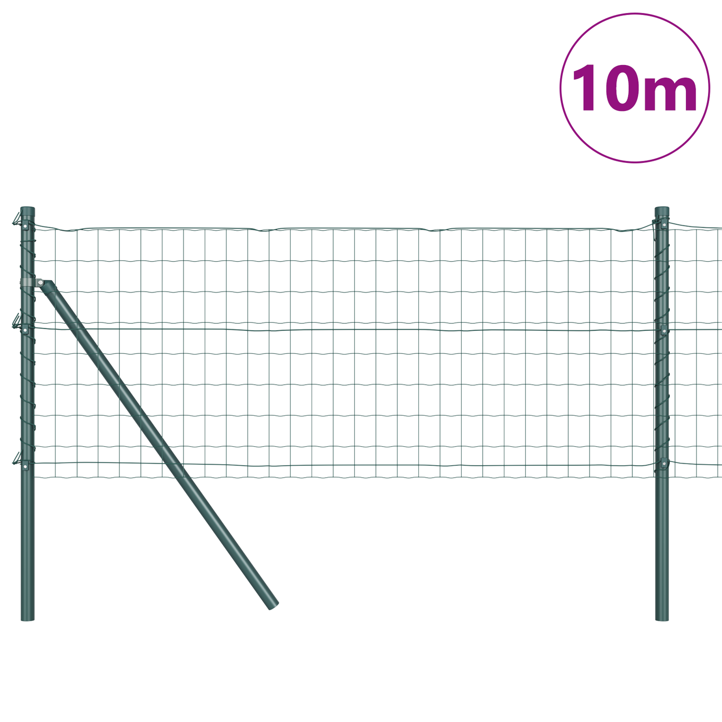 Gjerde med stolpe grønn 0,8 x 10 m Stål og PVC