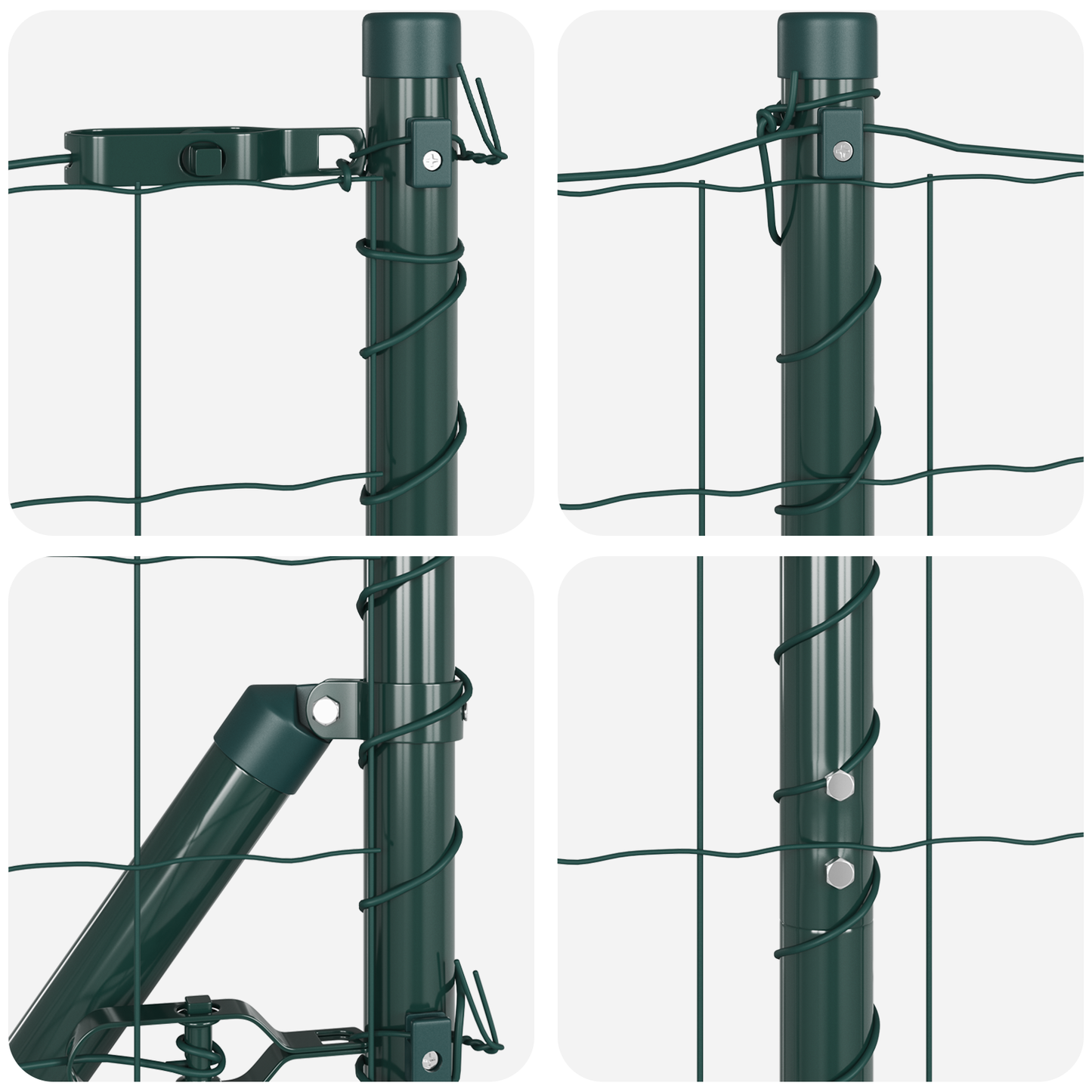 Gjerde med stolpe grønn 1 x 10 m Stål og PVC