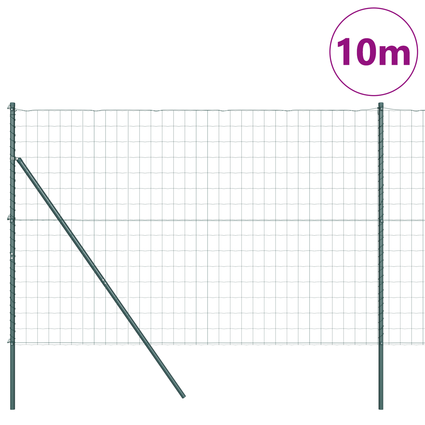 Gjerde med stolpe grønn 1,5 x 10 m Stål og PVC