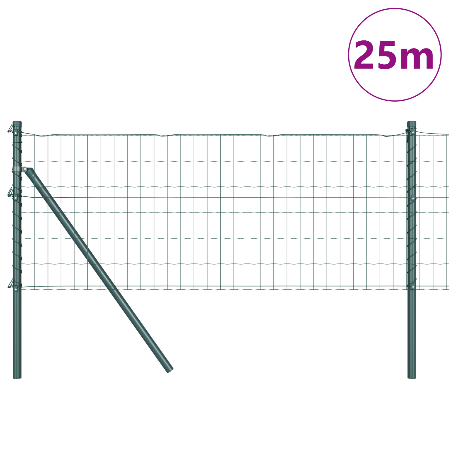 Gjerde med stolpe grønn 0,8 x 25 m Stål og PVC