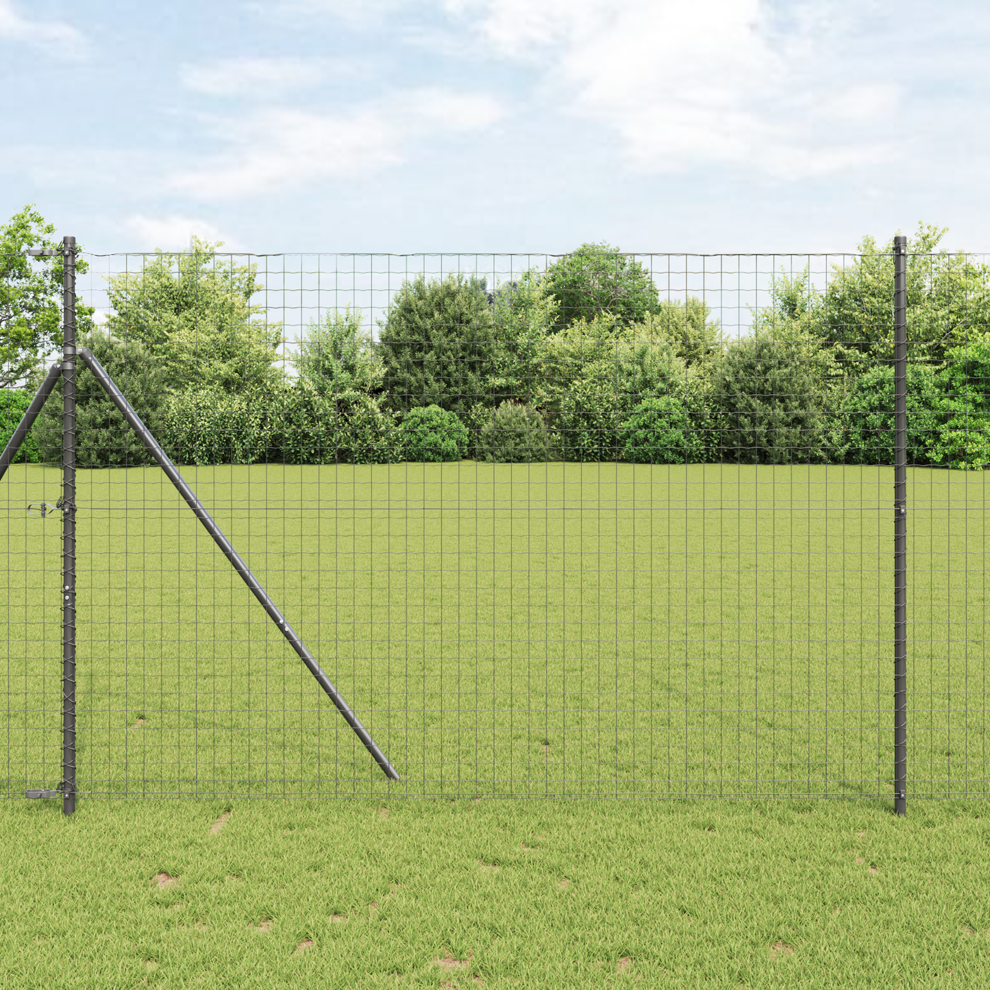 Gjerde med stolpe Grå 1,5 x 10 m Stål og PVC