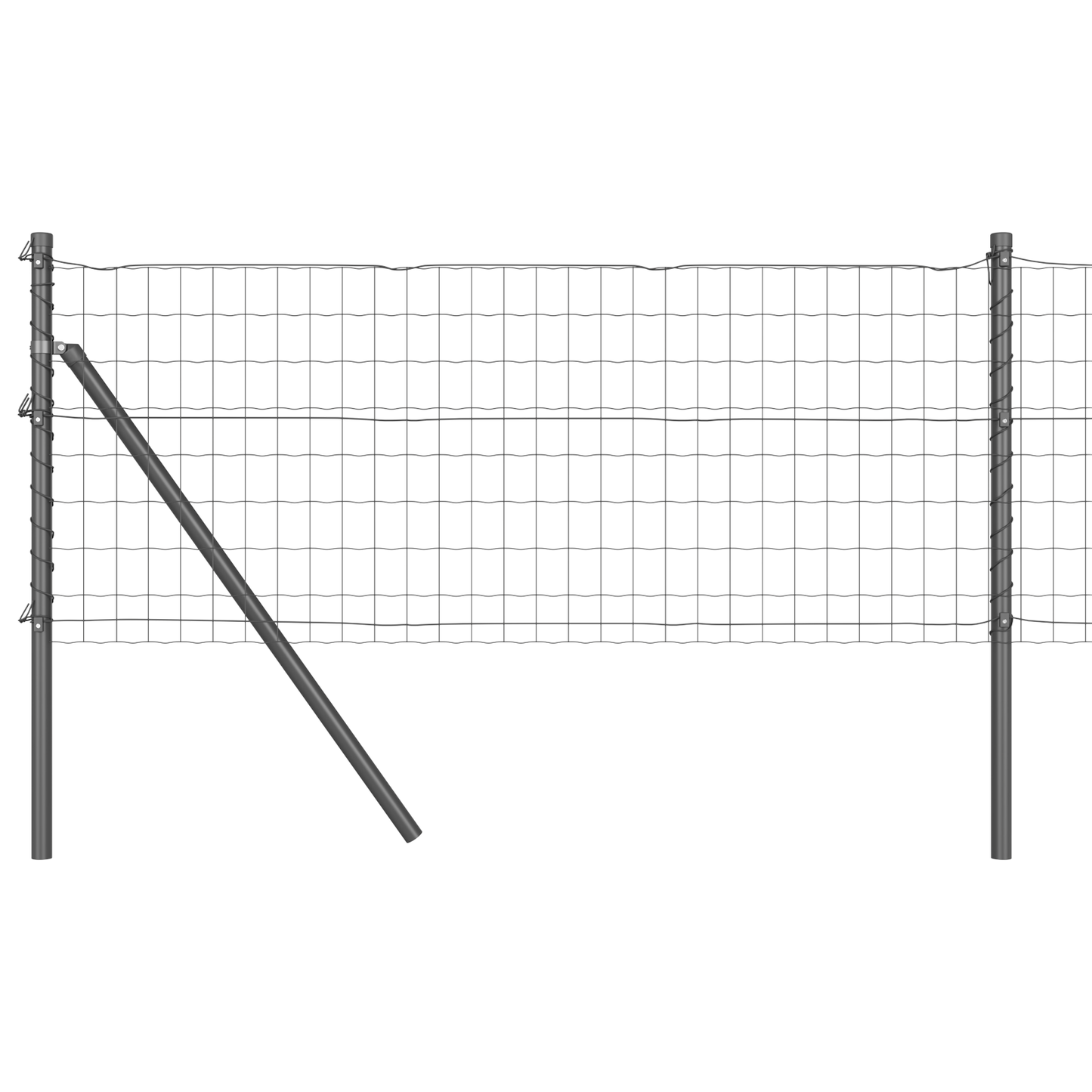Gjerde med stolpe Grå 0,6 x 10 m Stål og PVC