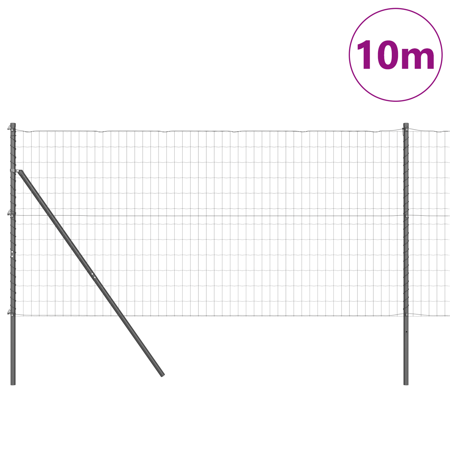 Gjerde med stolpe Grå 1,4 x 10 m Stål og PVC