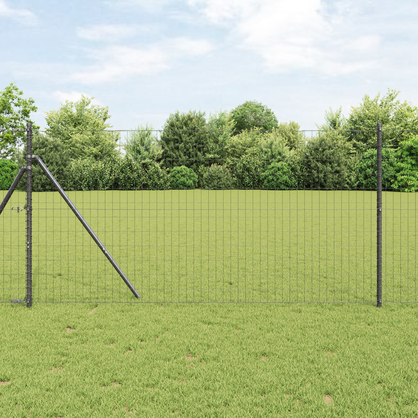 Gjerde med stolpe Grå 1,4 x 10 m Stål og PVC