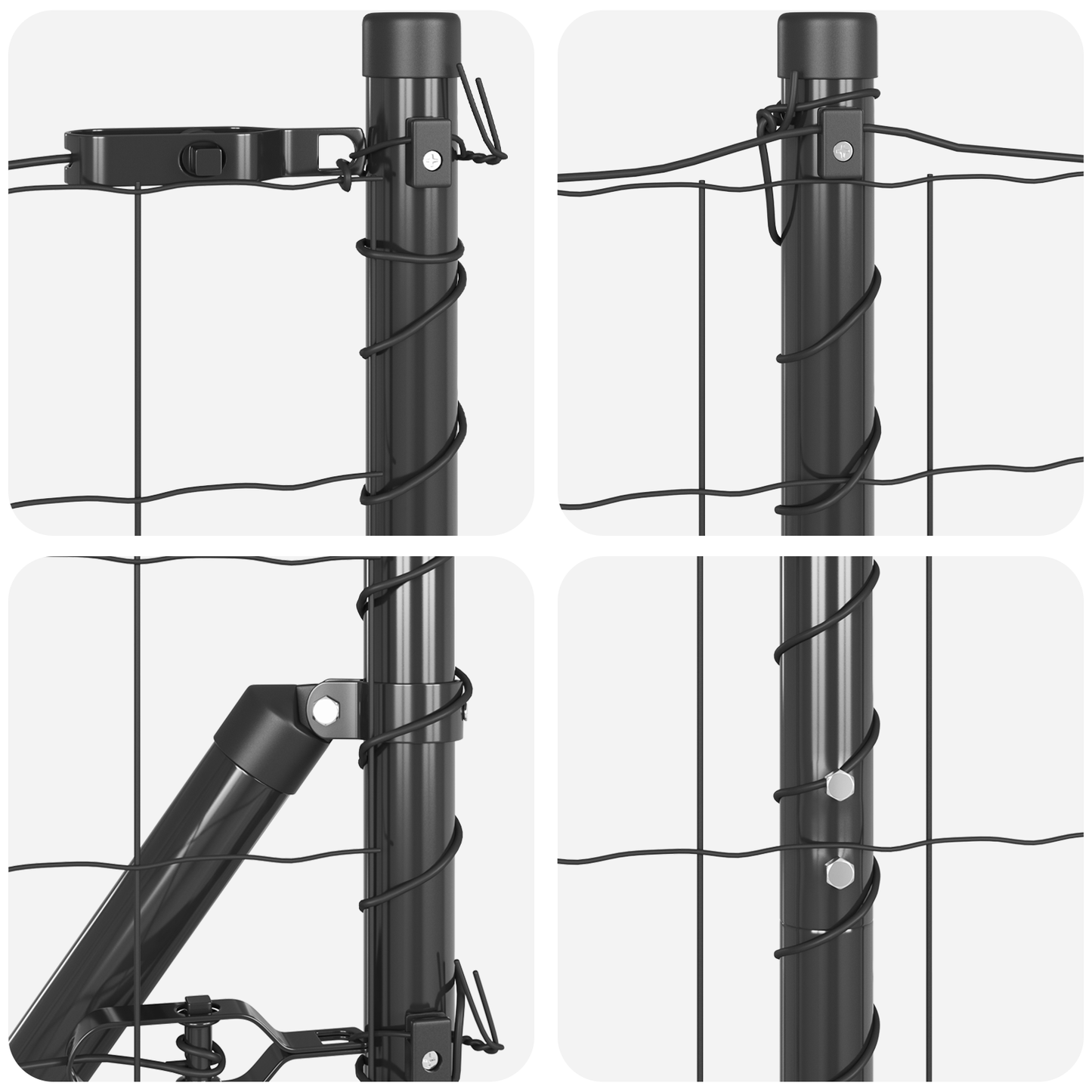Gjerde med stolpe Grå 1,6 x 10 m Stål og PVC
