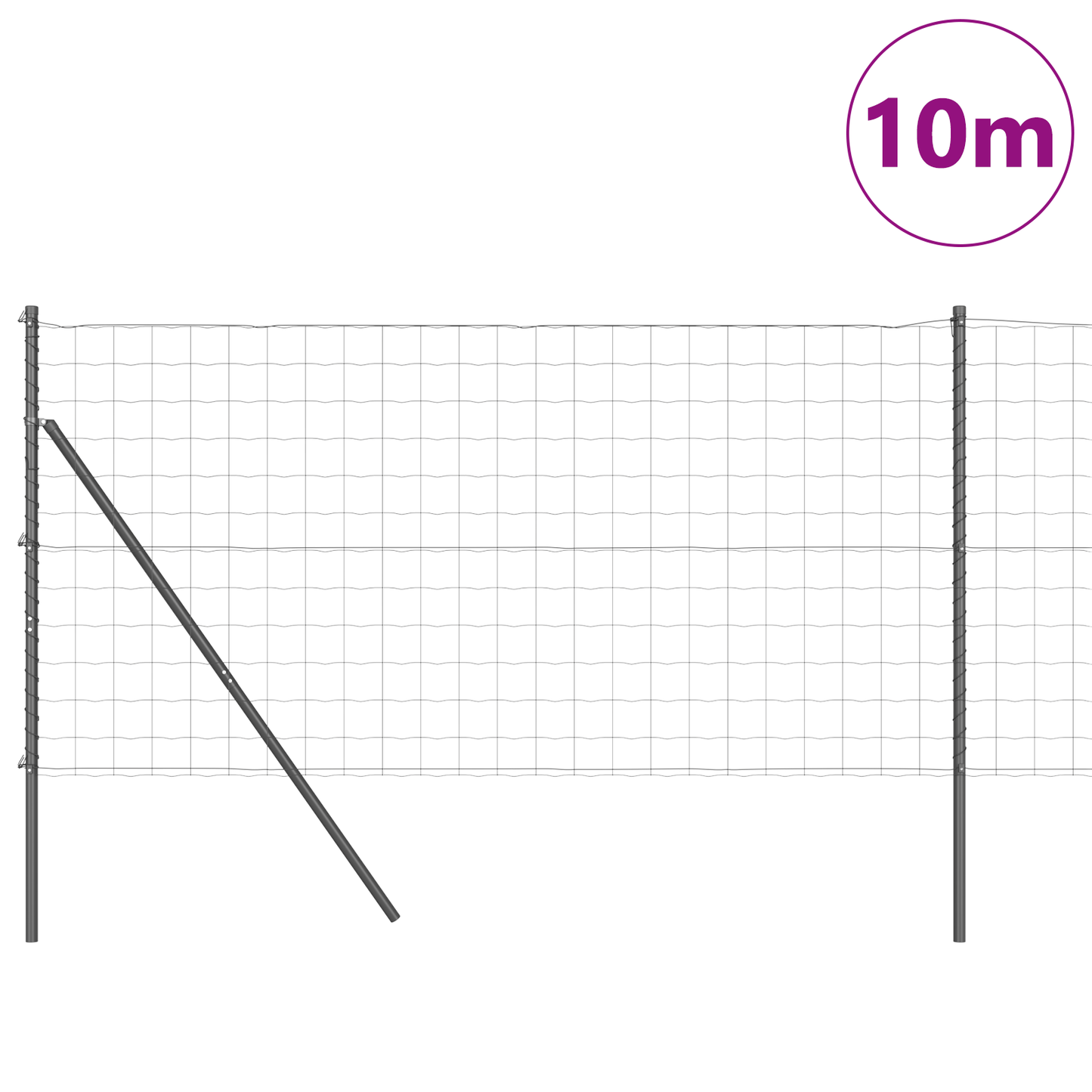 Gjerde med stolpe Grå 1,4 x 10 m Stål og PVC
