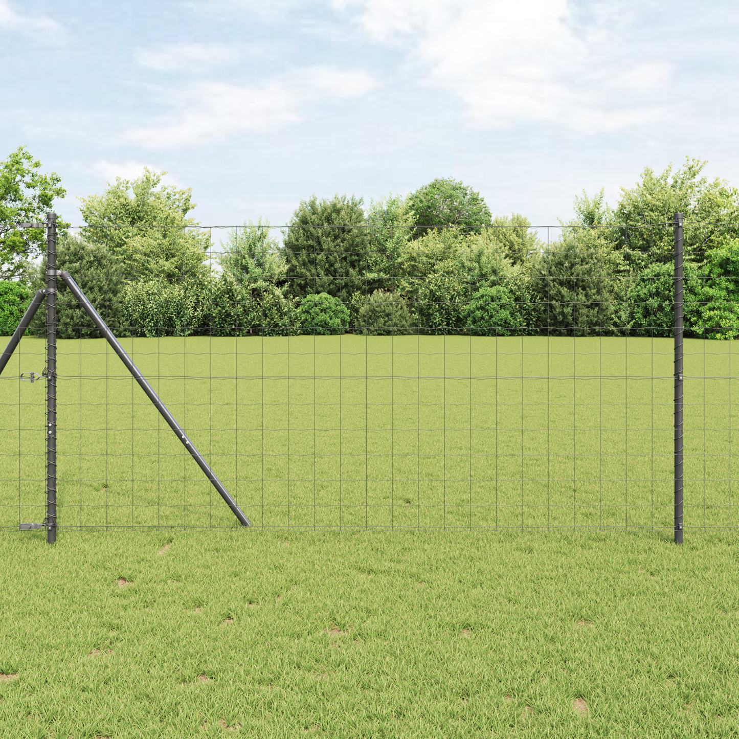 Gjerde med stolpe Grå 1,4 x 10 m Stål og PVC