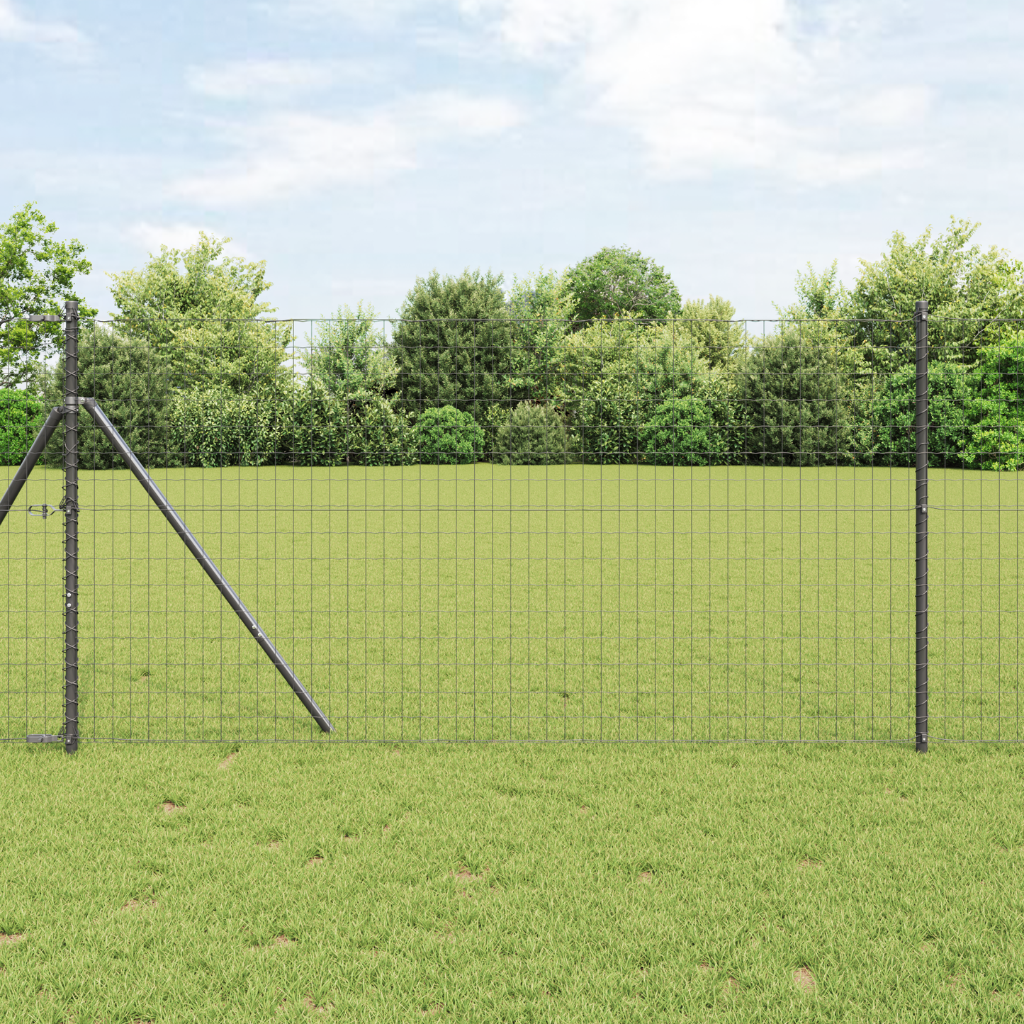 Gjerde med stolpe Grå 1,2 x 25 m Stål og PVC