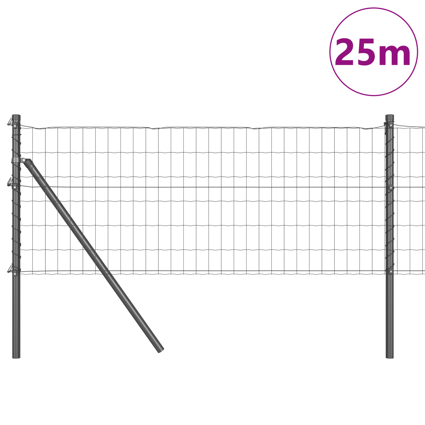 Gjerde med stolpe Grå 0,6 x 25 m Stål og PVC