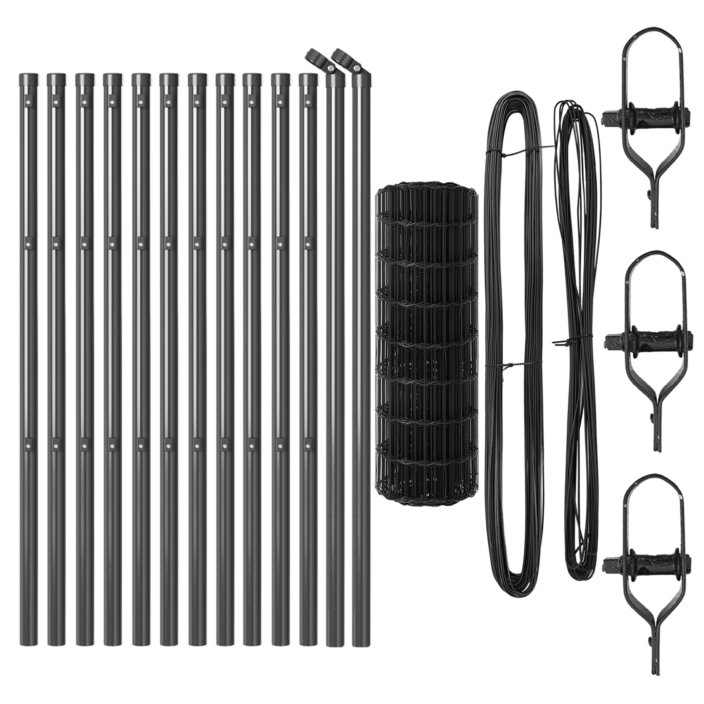 Gjerde med stolpe Grå 0,6 x 25 m Stål og PVC
