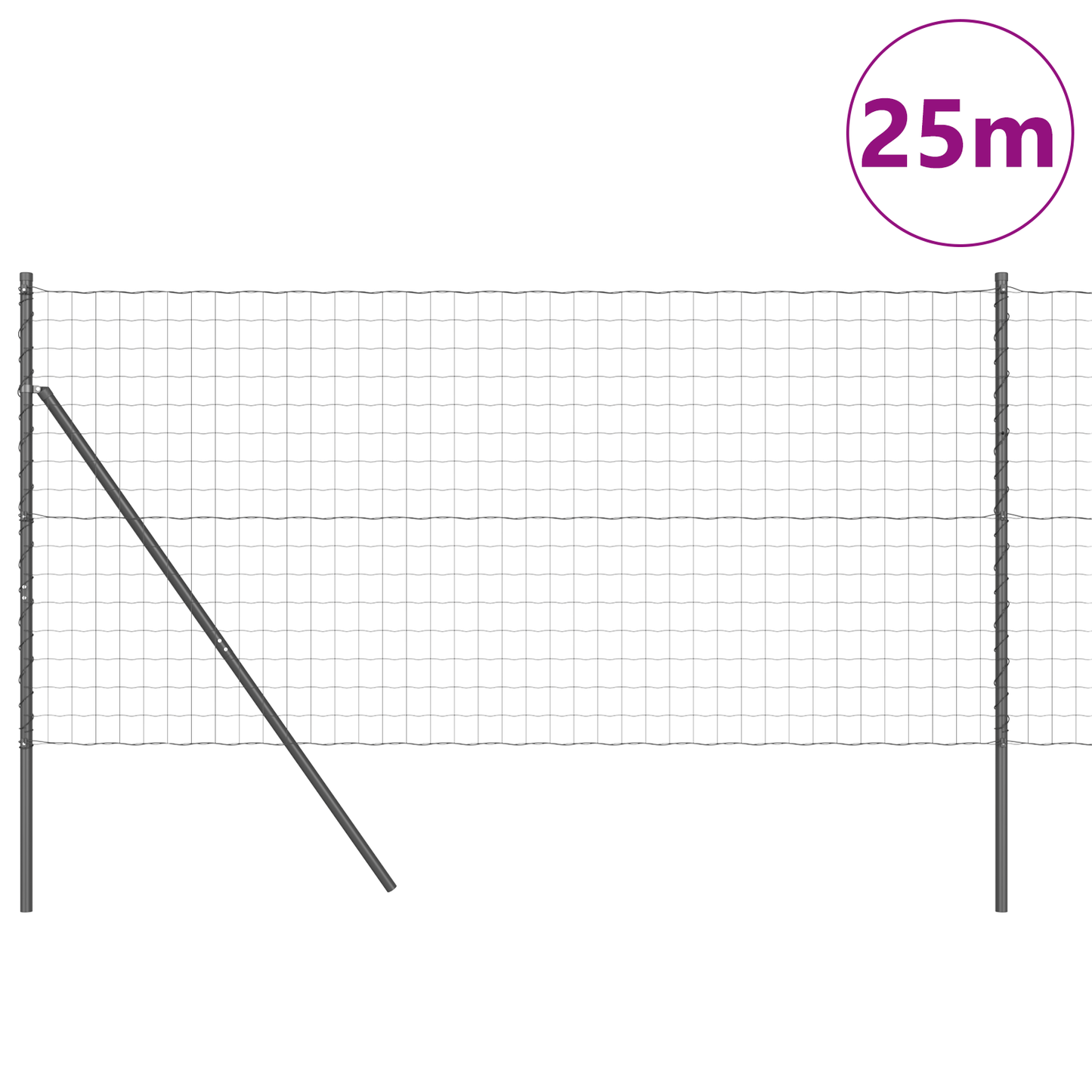 Gjerde med stolpe Grå 1,2 x 25 m Stål