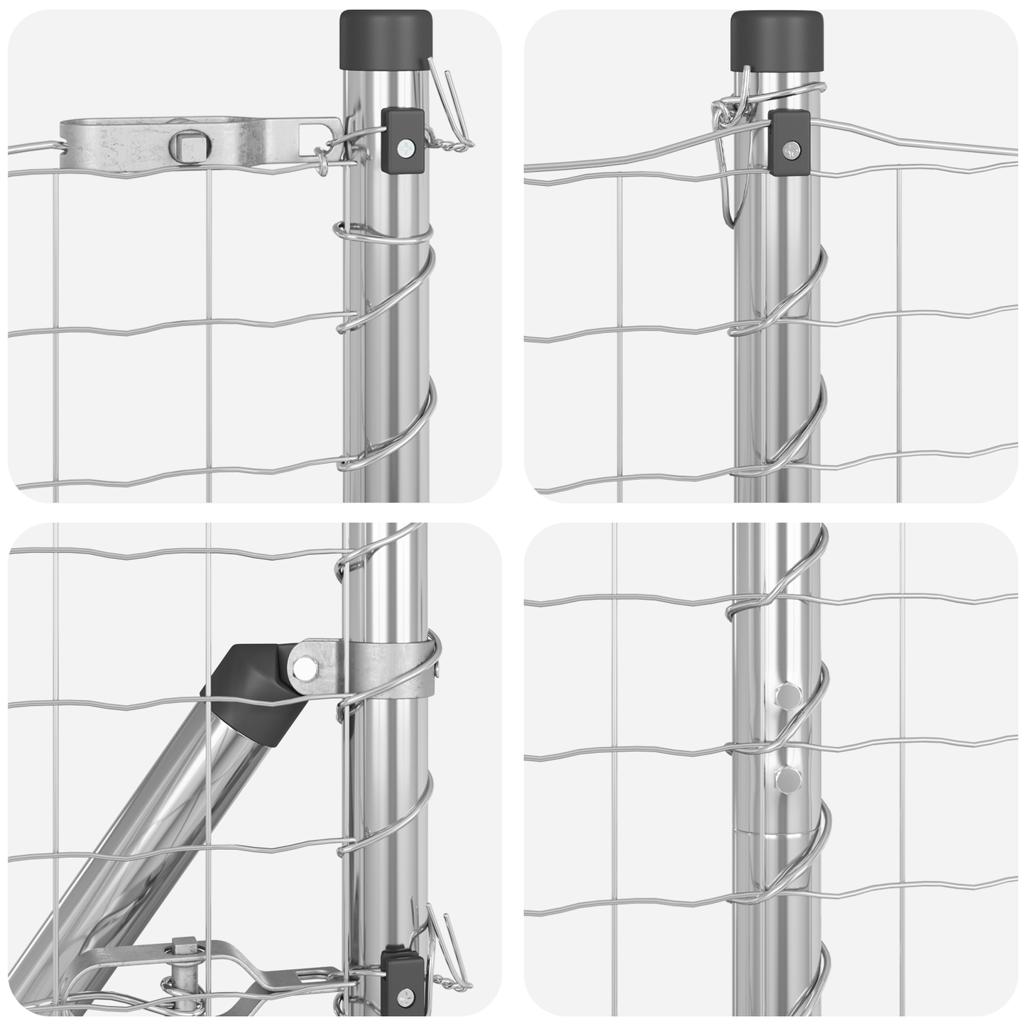 Gjerde med stolpe sølv 1 x 10 m Stål og PVC