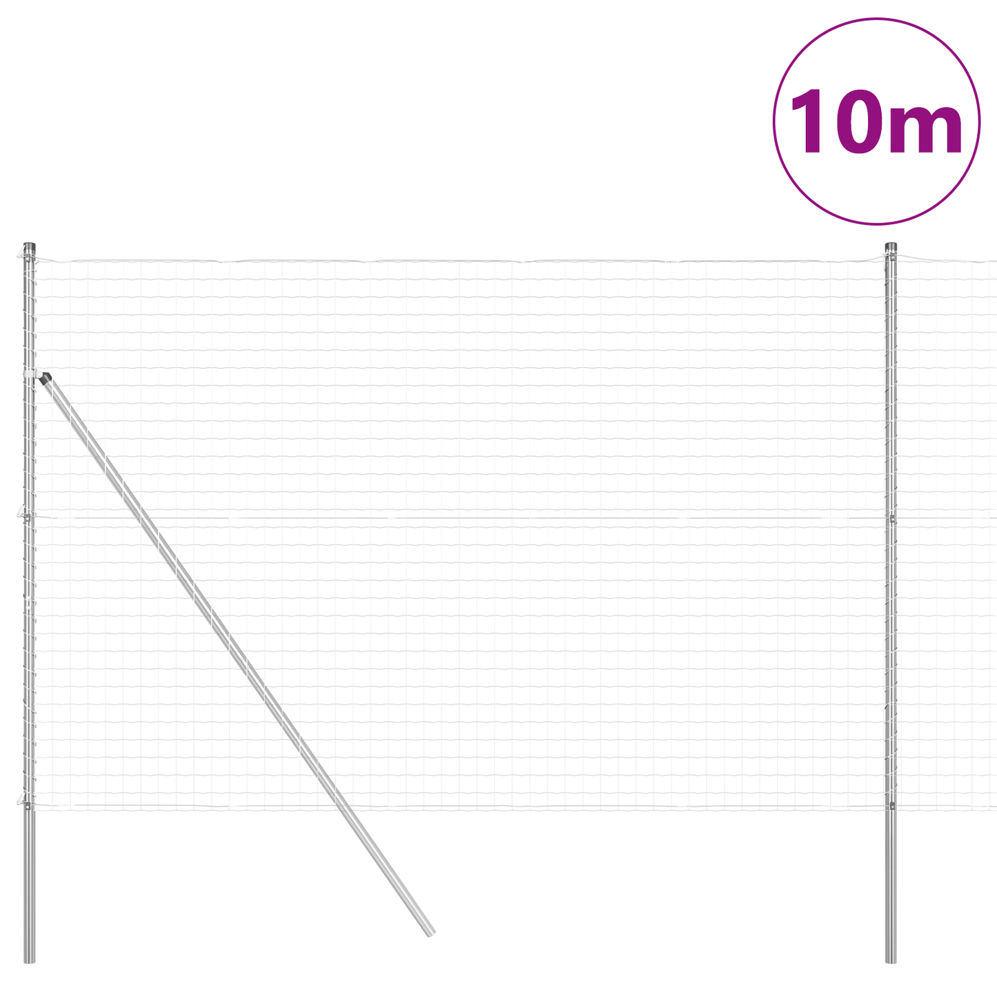 Gjerde med stolpe sølv 1,5 x 10 m Stål og PVC