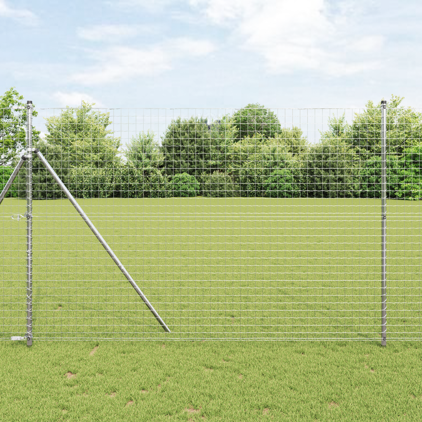Gjerde med stolpe sølv 1,5 x 10 m Stål og PVC