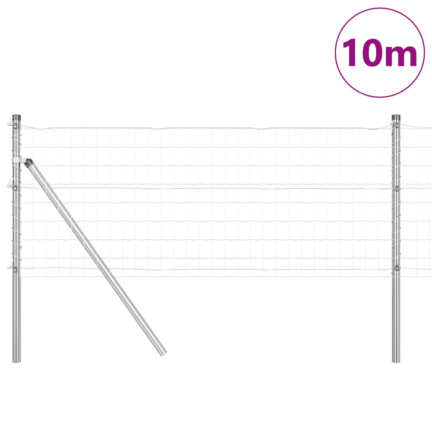 Gjerde med stolpe sølv 0,6 x 10 m Stål og PVC