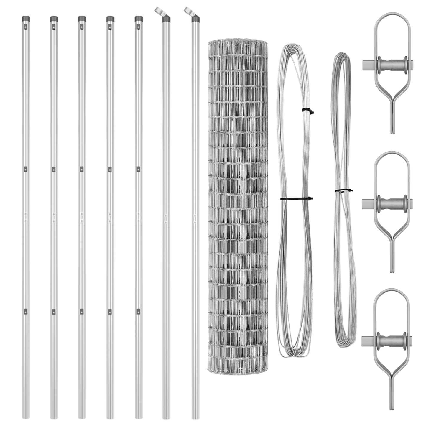 Gjerde med stolpe sølv 1,5 x 10 m Stål og PVC