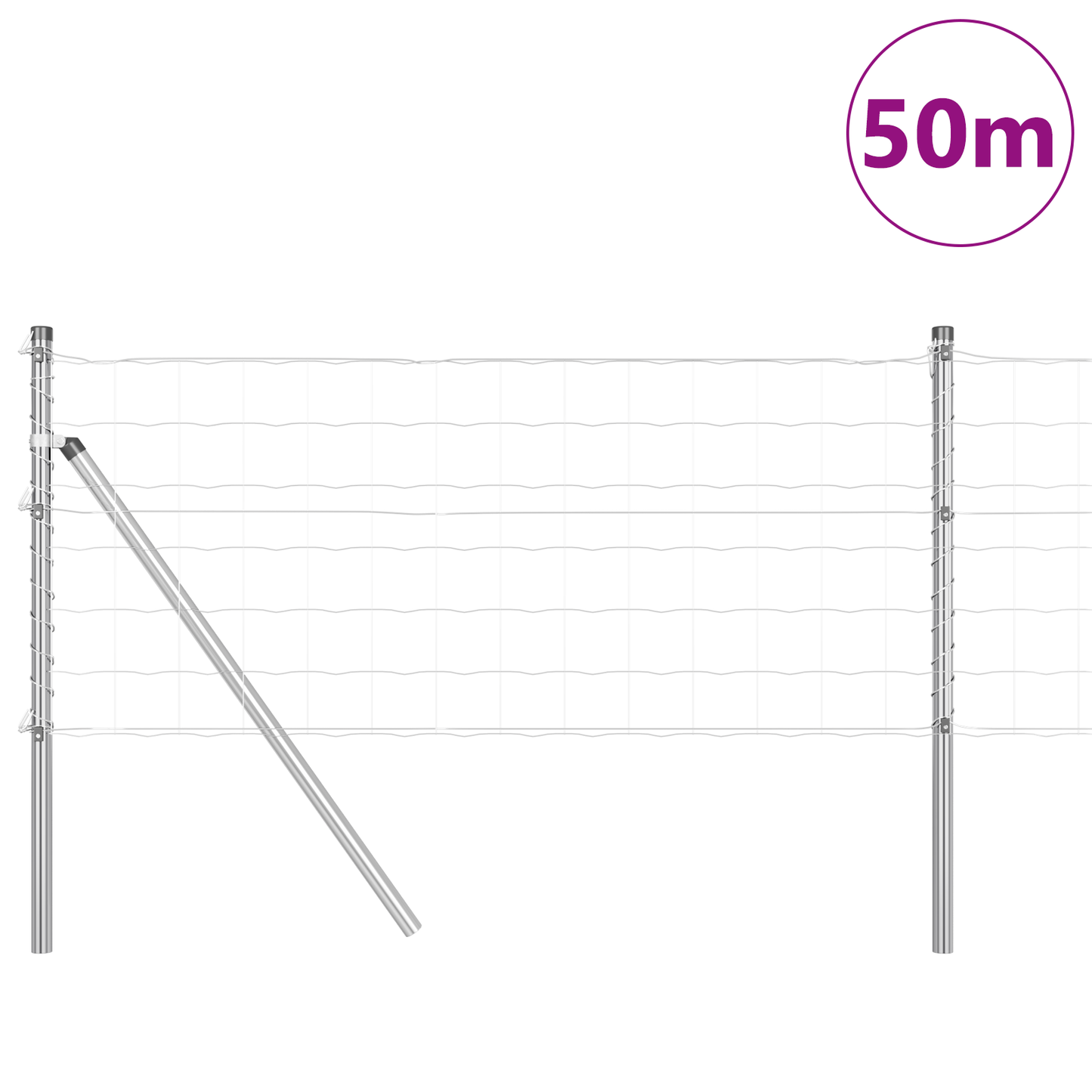 Gjerde med stolpe sølv 0,6 x 50 m Stål og PVC