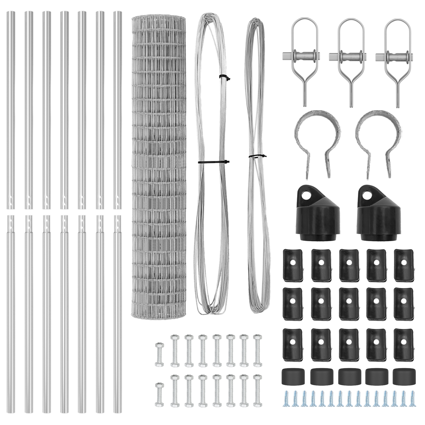 Gjerde med stolpe sølv 1,6 x 10 m Stål og PVC