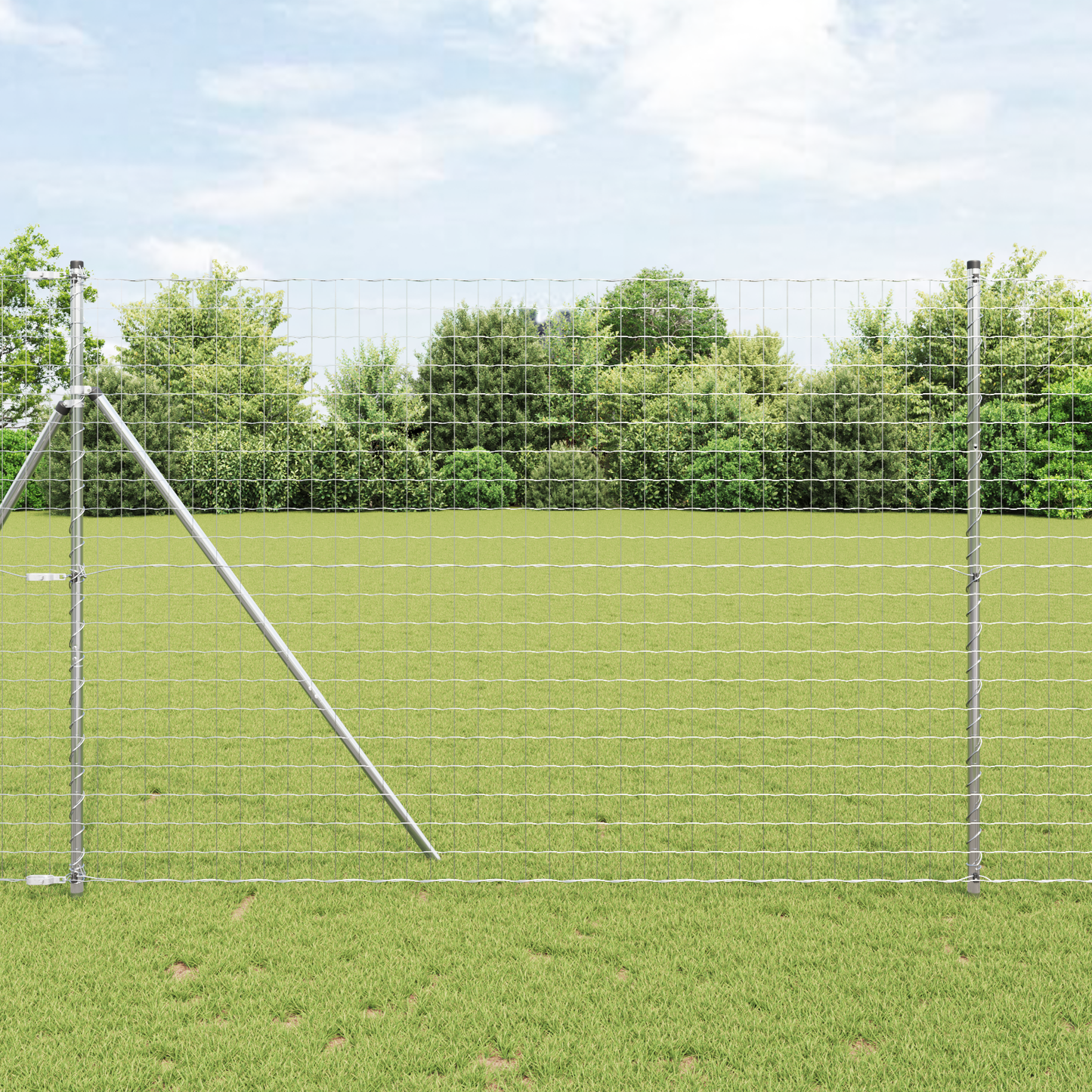 Gjerde med stolpe sølv 1,6 x 10 m Stål og PVC