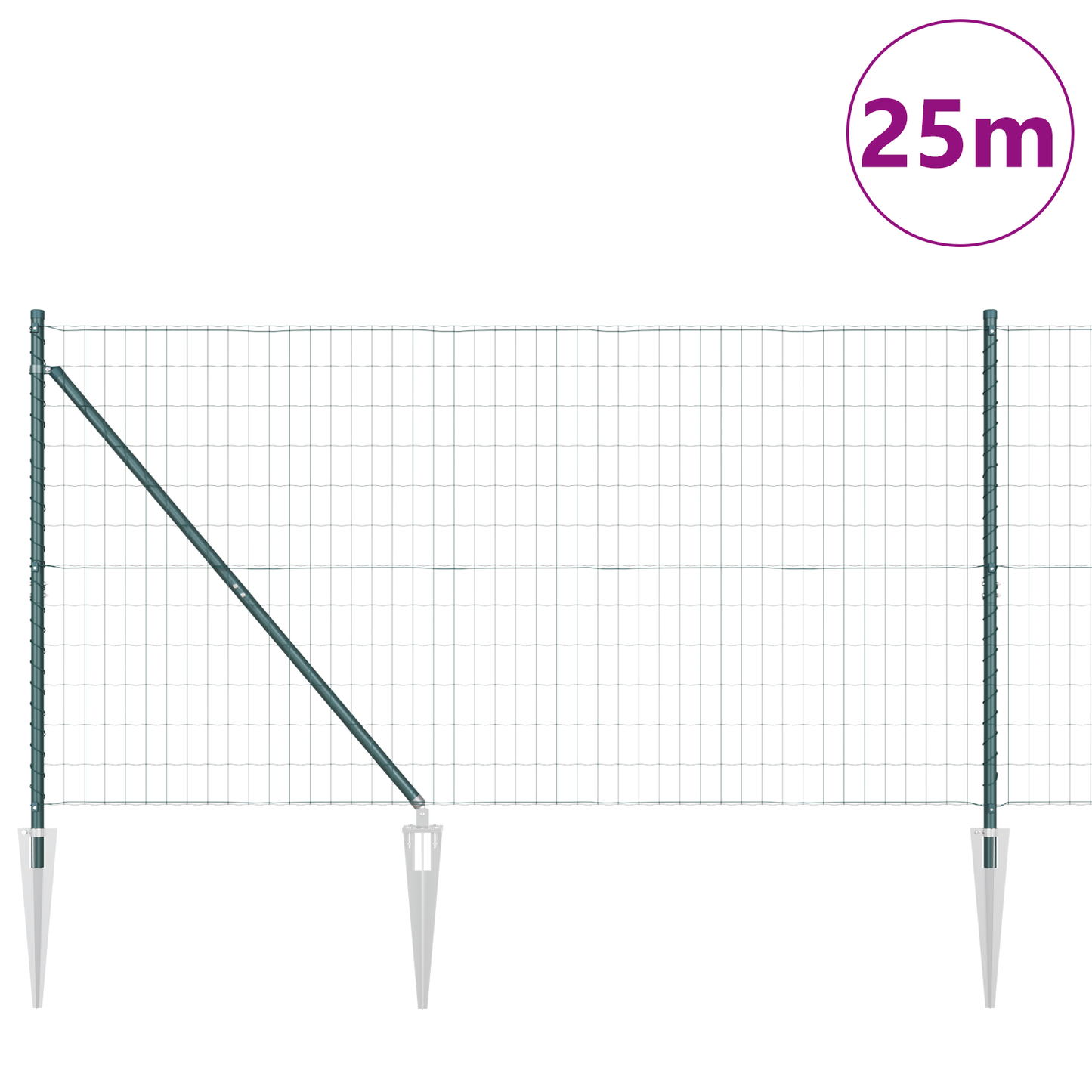 Euro-gjerde med pigger 25 x 1 m PVC-belagt stål Grønn Mesh