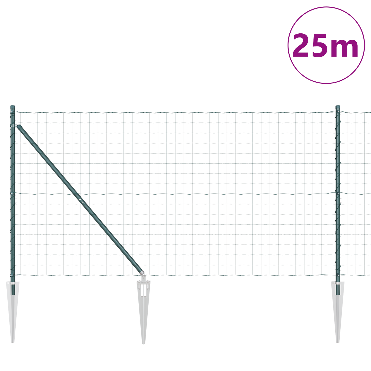 Euro-gjerde med pigger 25 x 1,2 m PVC-belagt stål Grønn Mesh