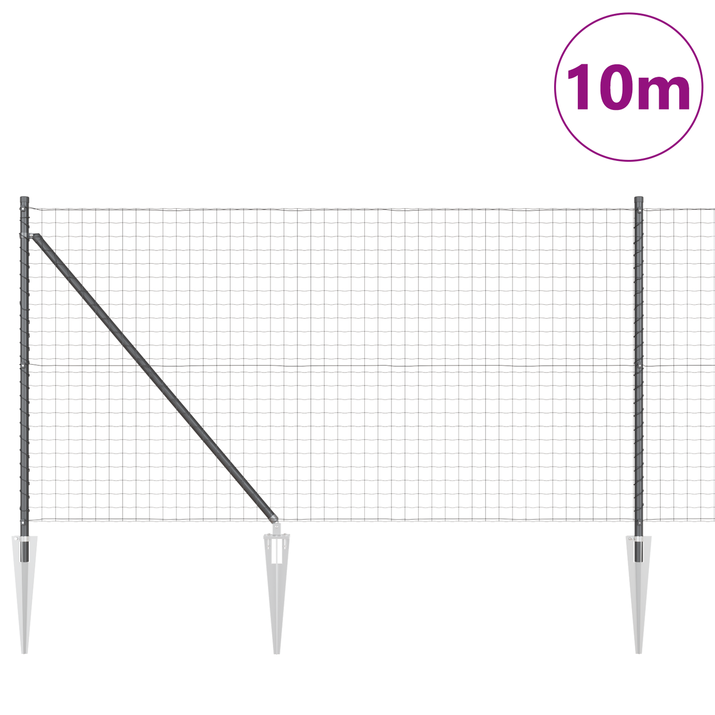 Gjerde med stolpe Grå 1 x 10 m Stål og PVC