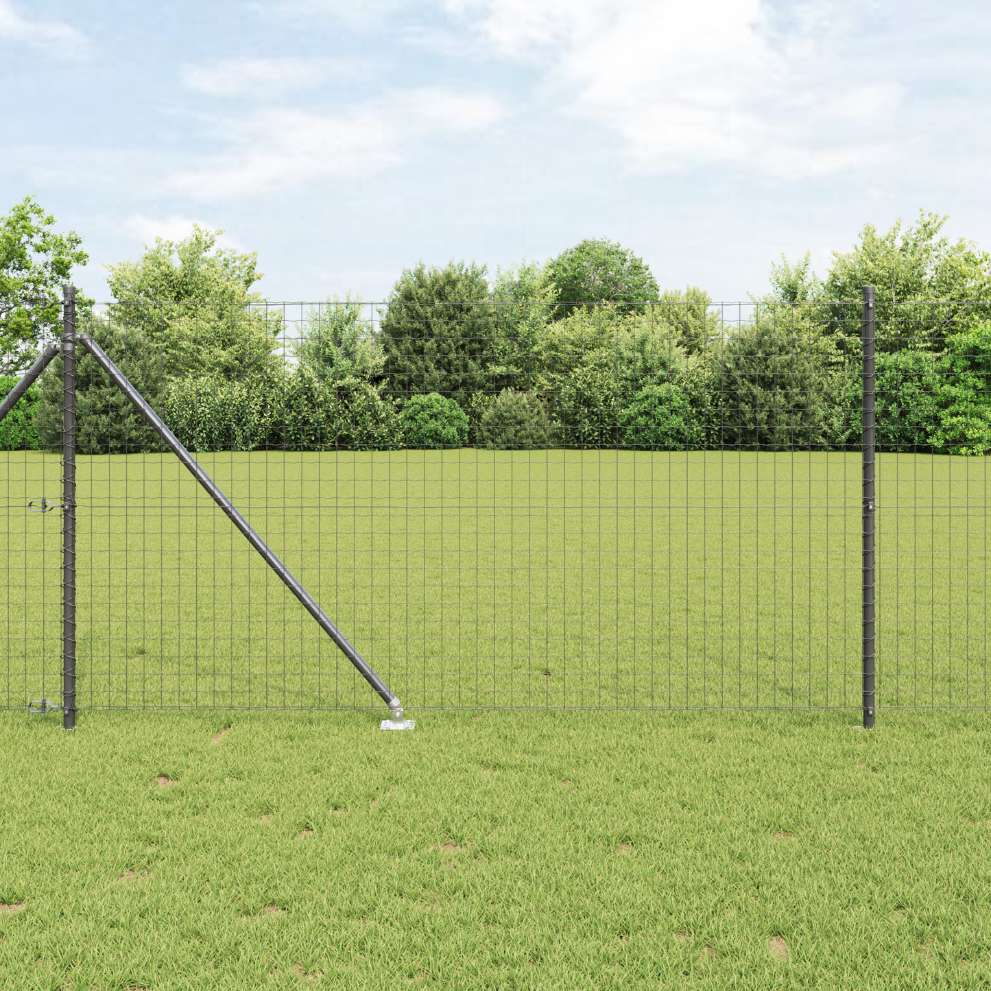 Gjerde med stolpe Grå 1 x 10 m Stål og PVC