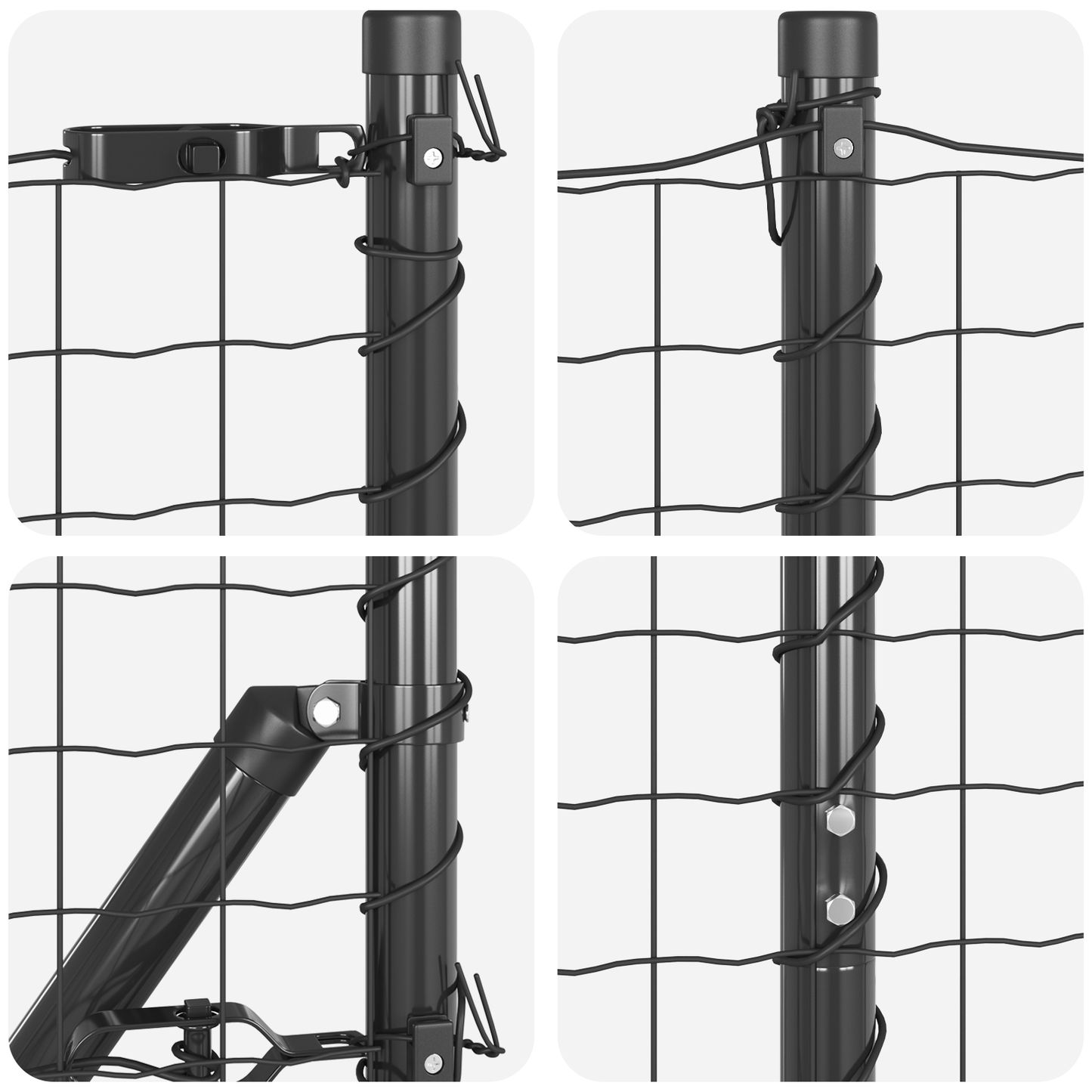 Gjerde med stolpe Grå 1,6 x 10 m Stål og PVC