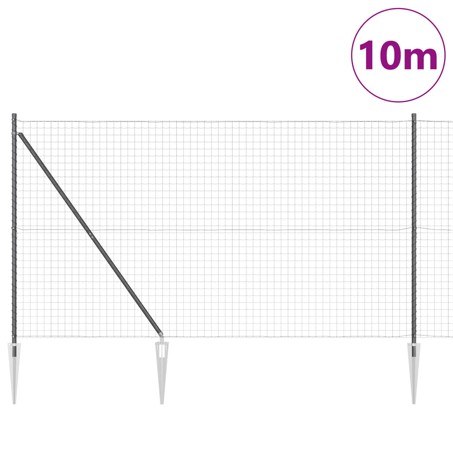 Gjerde med stolpe Grå 1,6 x 10 m Stål og PVC