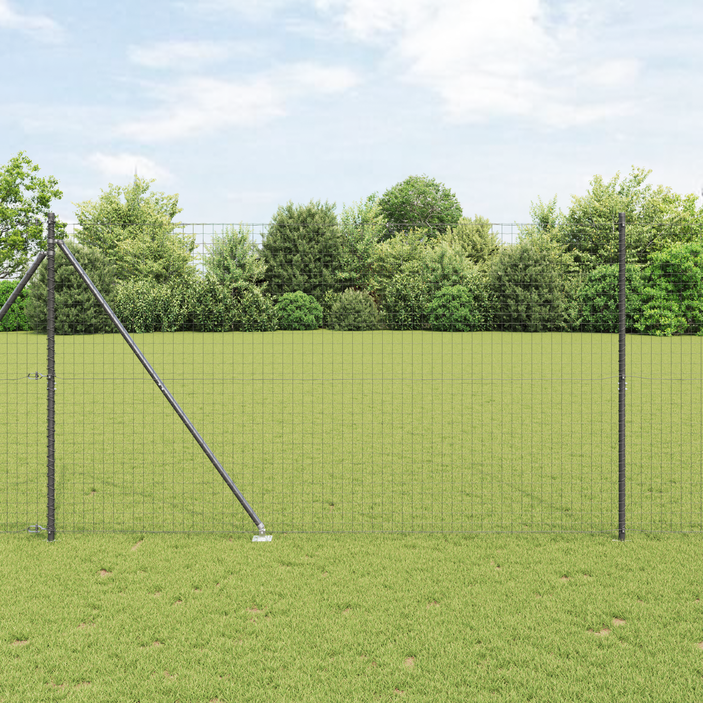 Gjerde med stolpe Grå 1,6 x 10 m Stål og PVC
