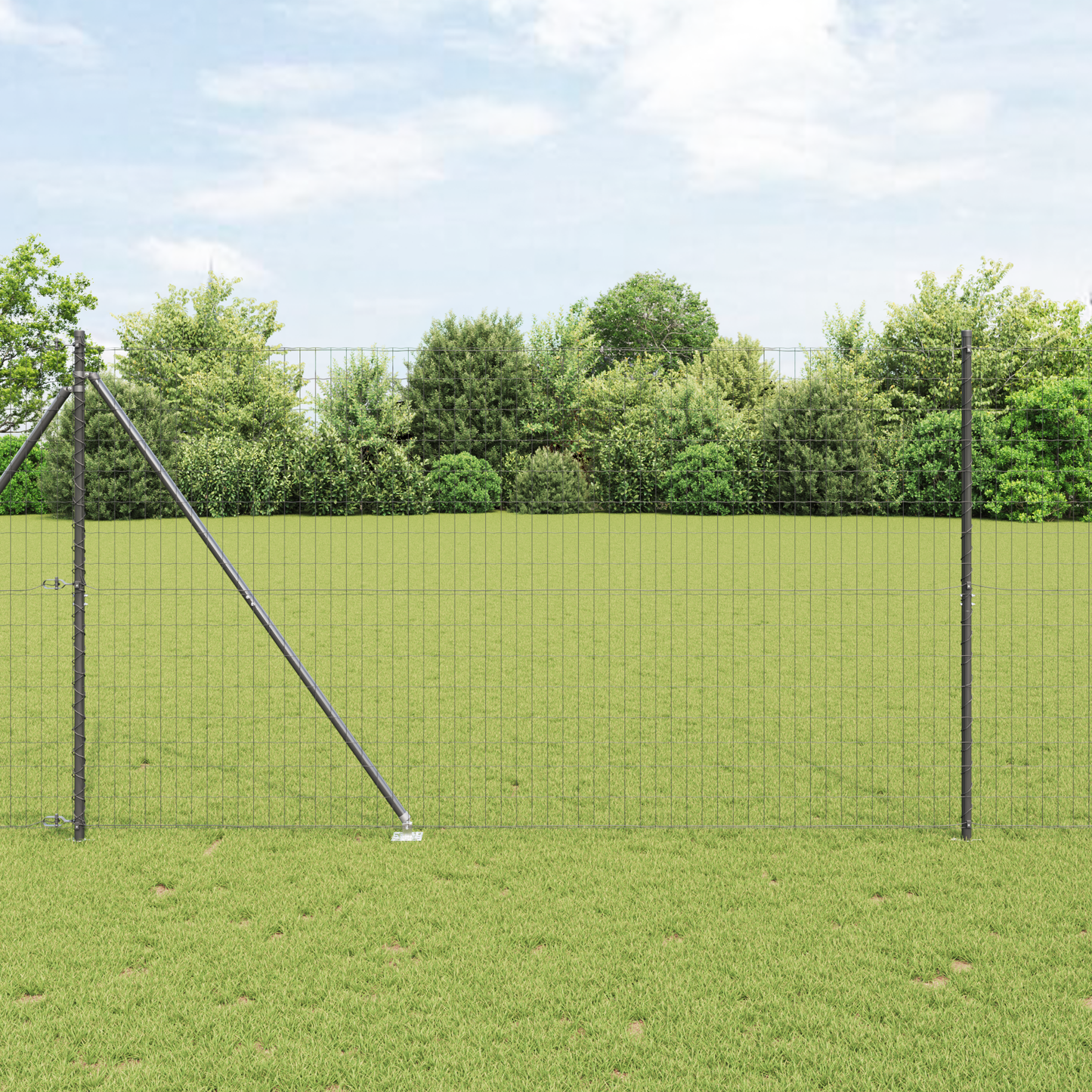 Gjerde med stolpe Grå 1,5 x 10 m Stål og PVC