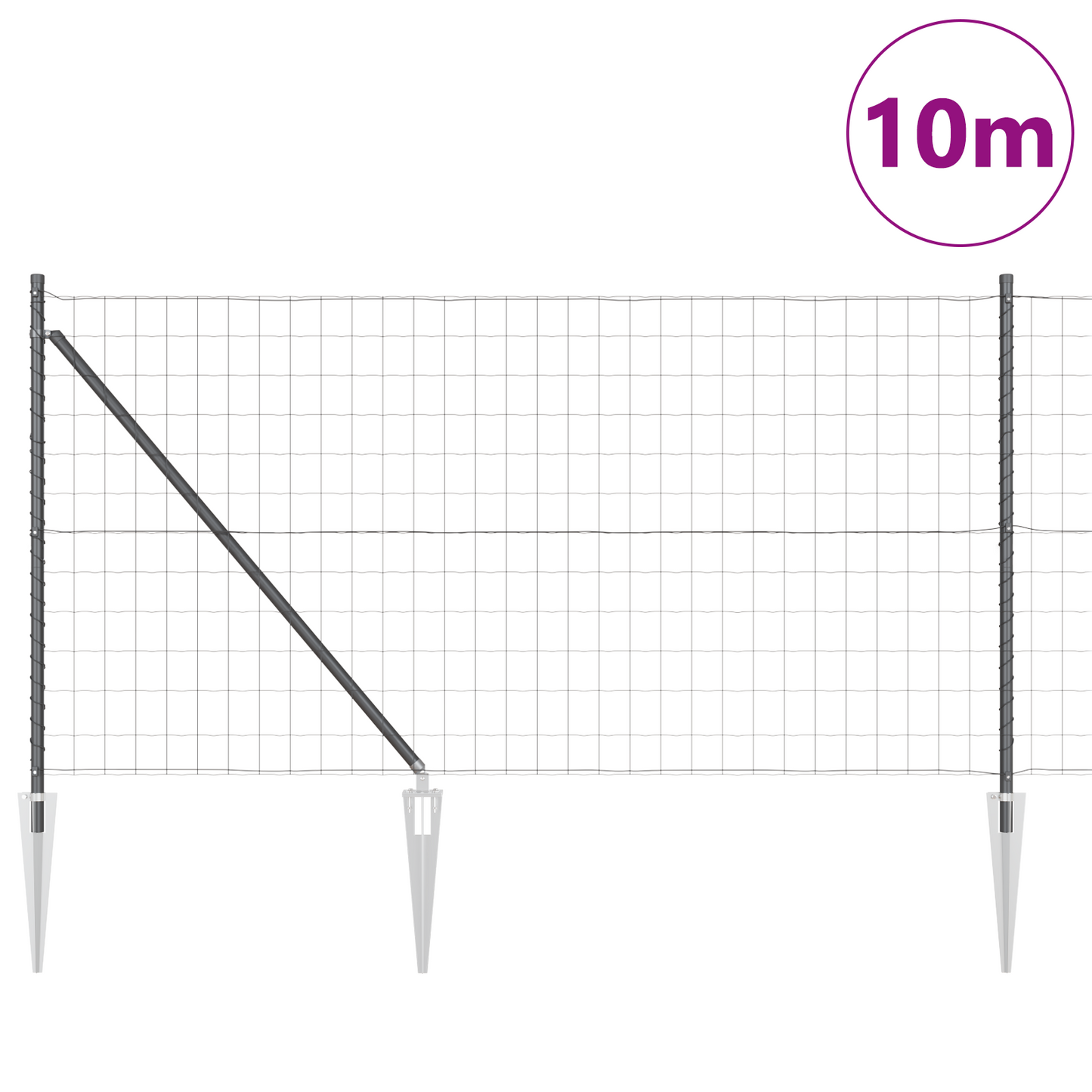 Gjerde med stolpe Grå 1 x 10 m Stål og PVC