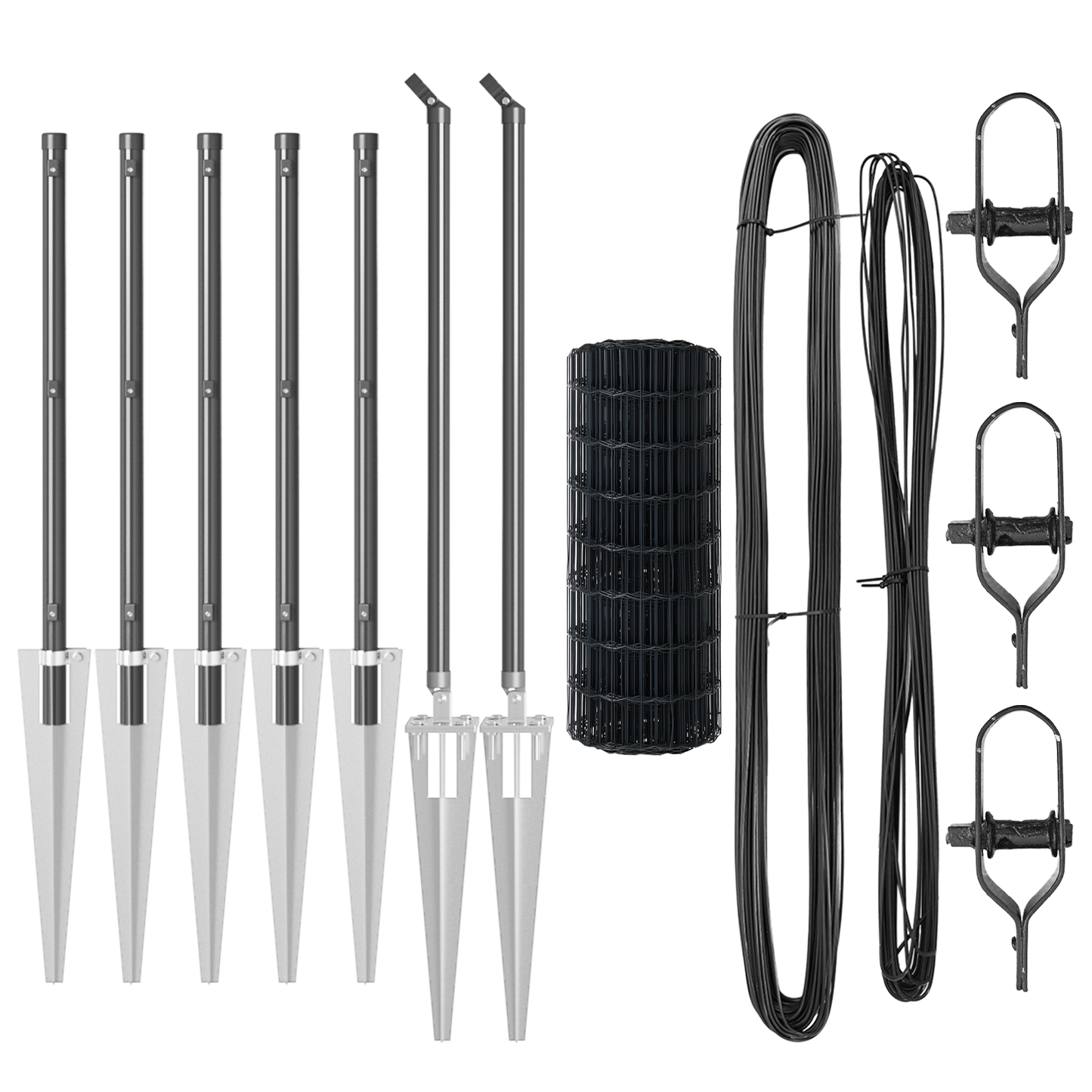 Gjerde med stolpe Grå 1 x 10 m Stål og PVC