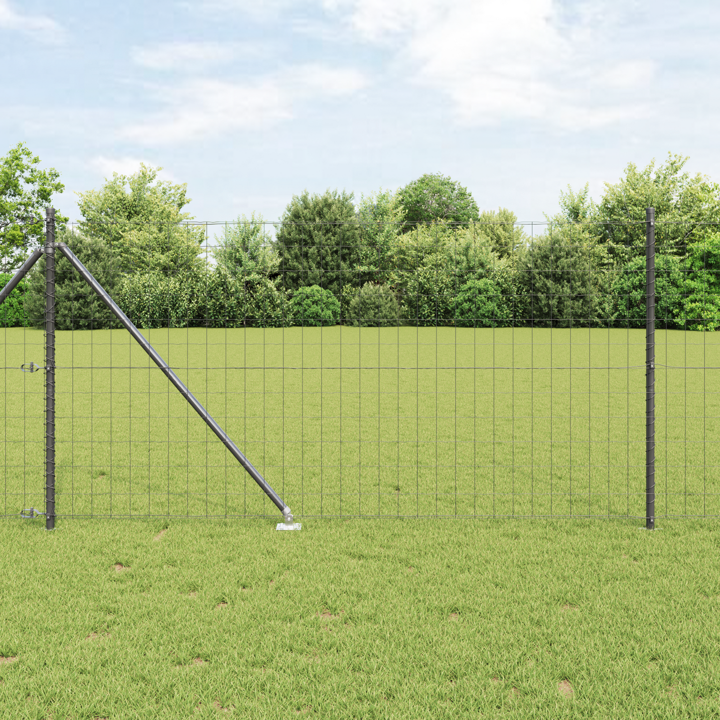 Gjerde med stolpe Grå 1 x 10 m Stål og PVC