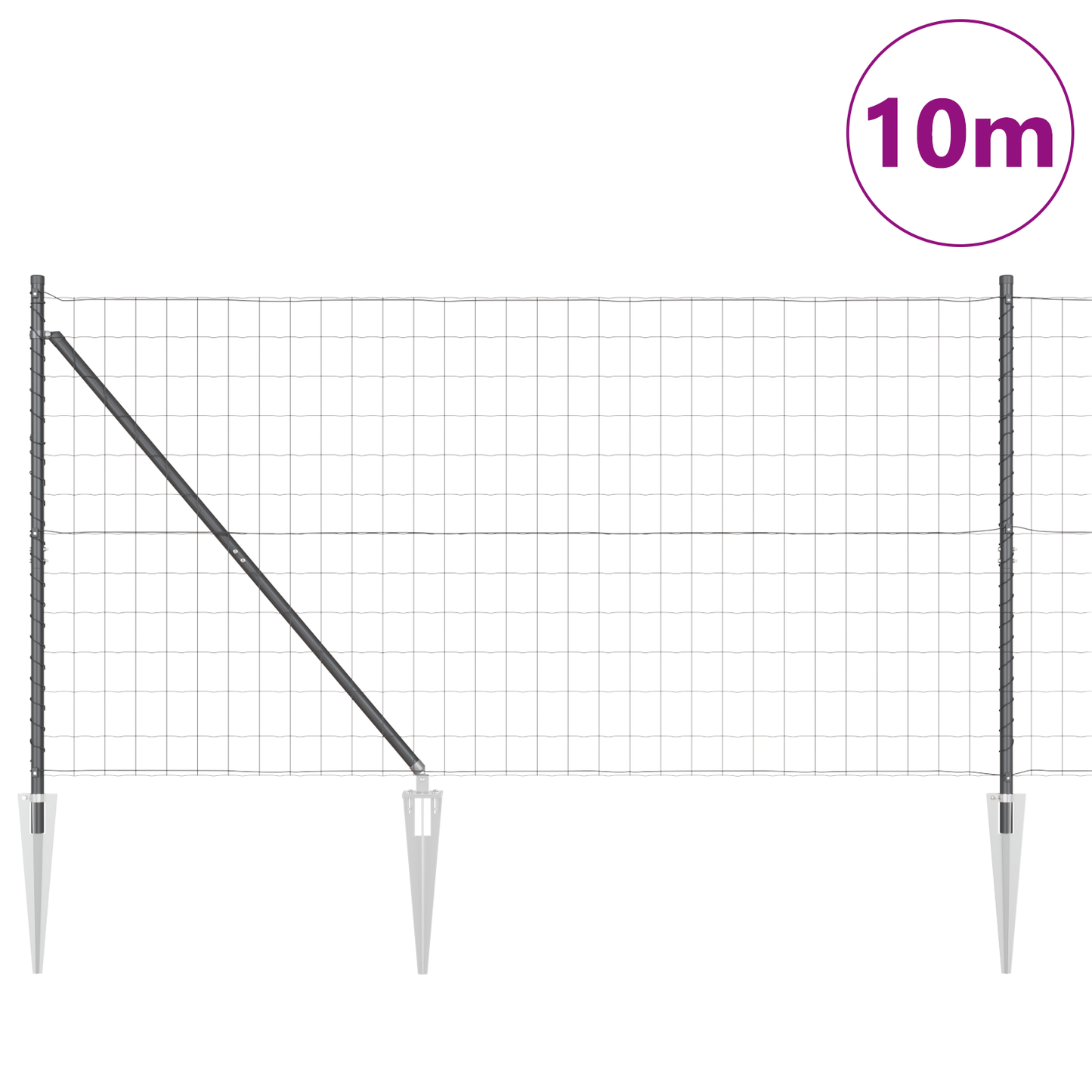 Euro-gjerde med pigger 10 x 1,2 m PVC-belagt stål Grå Mesh