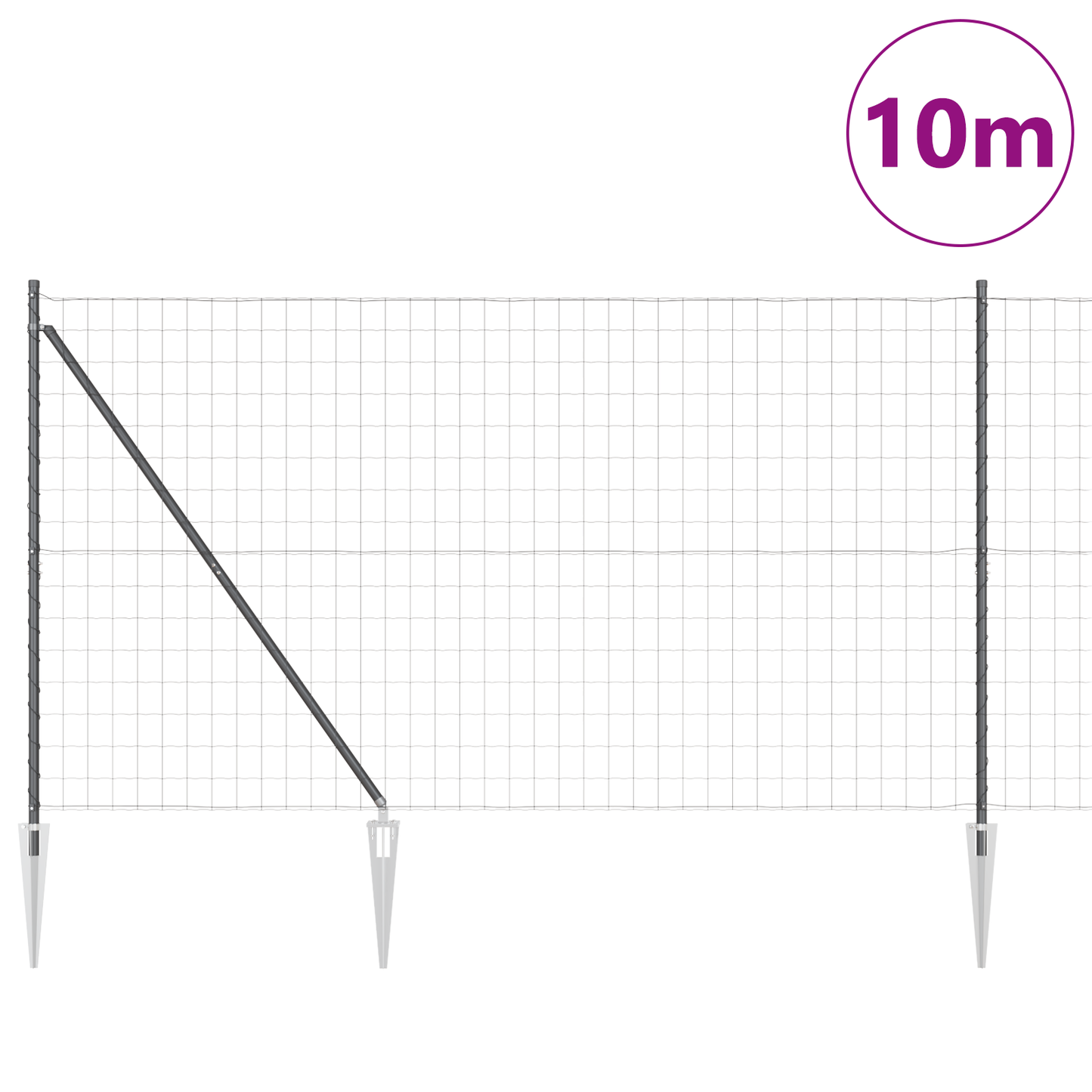 Gjerde med stolpe Grå 1,6 x 10 m Stål og PVC