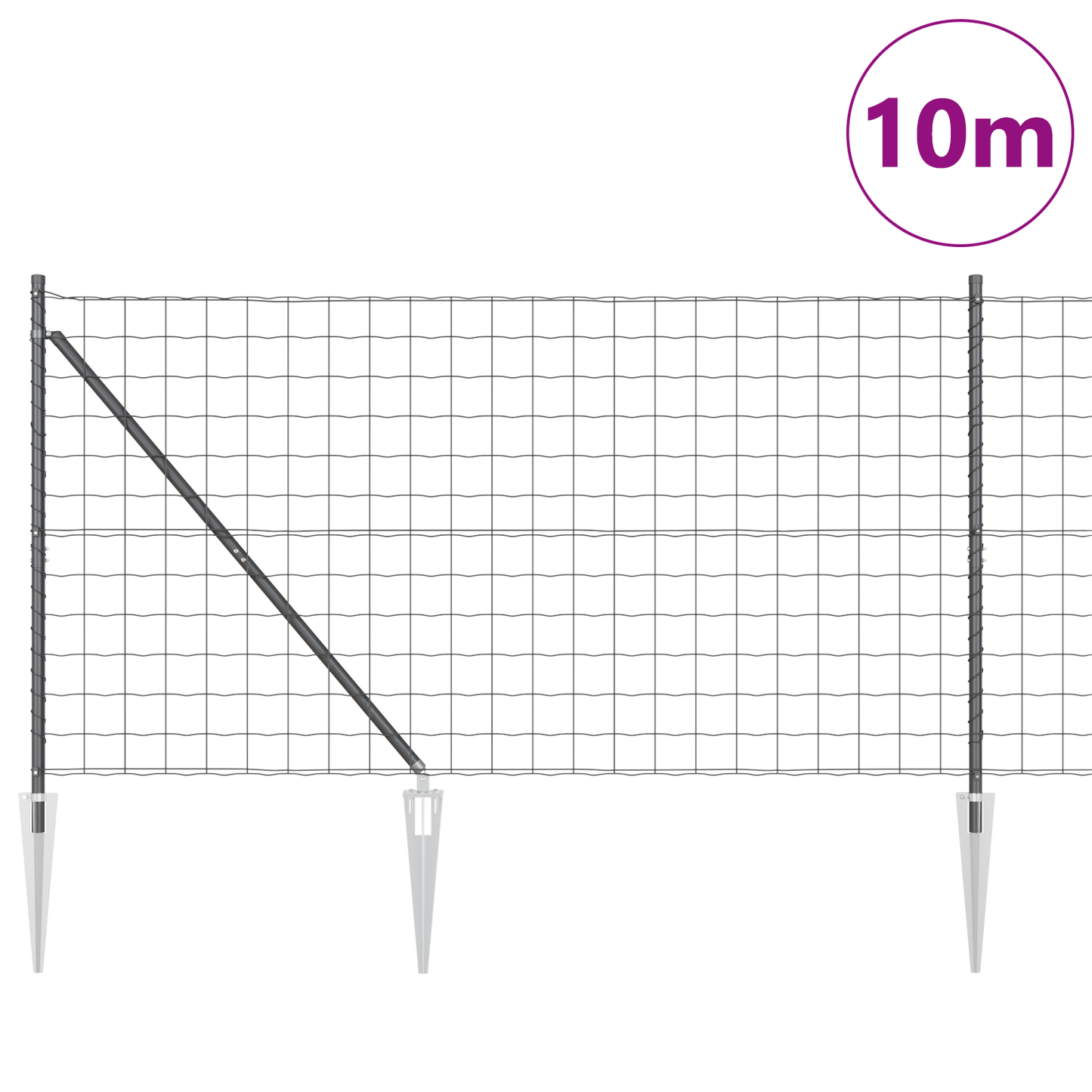 Gjerde med stolpe Grå 1,4 x 10 m Stål og PVC