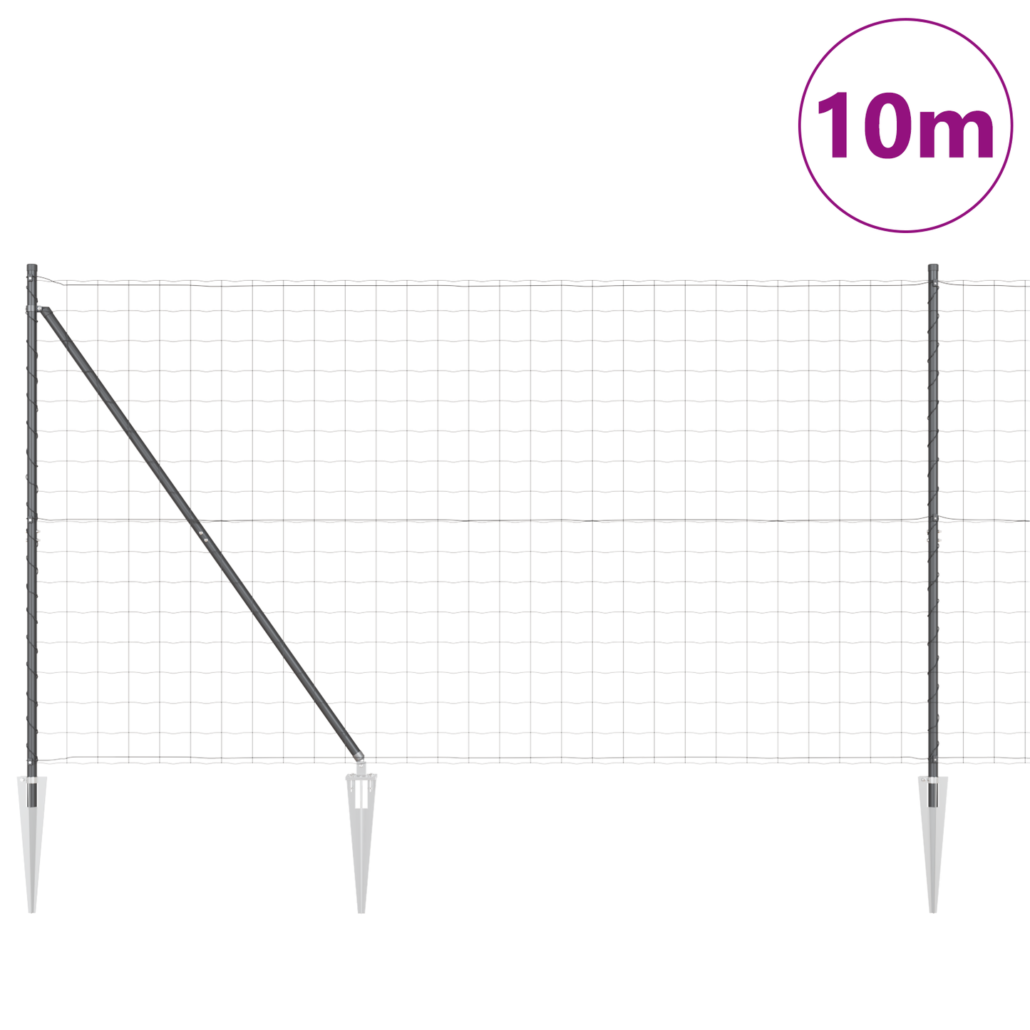 Gjerde med stolpe Grå 1,6 x 10 m Stål og PVC