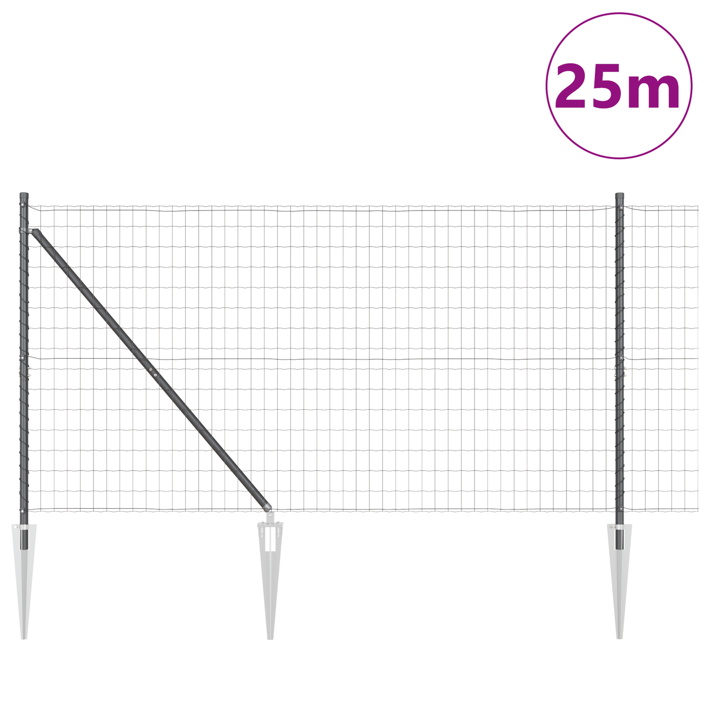 Euro-gjerde med pigger 25 x 1,2 m PVC-belagt stål Grå Mesh
