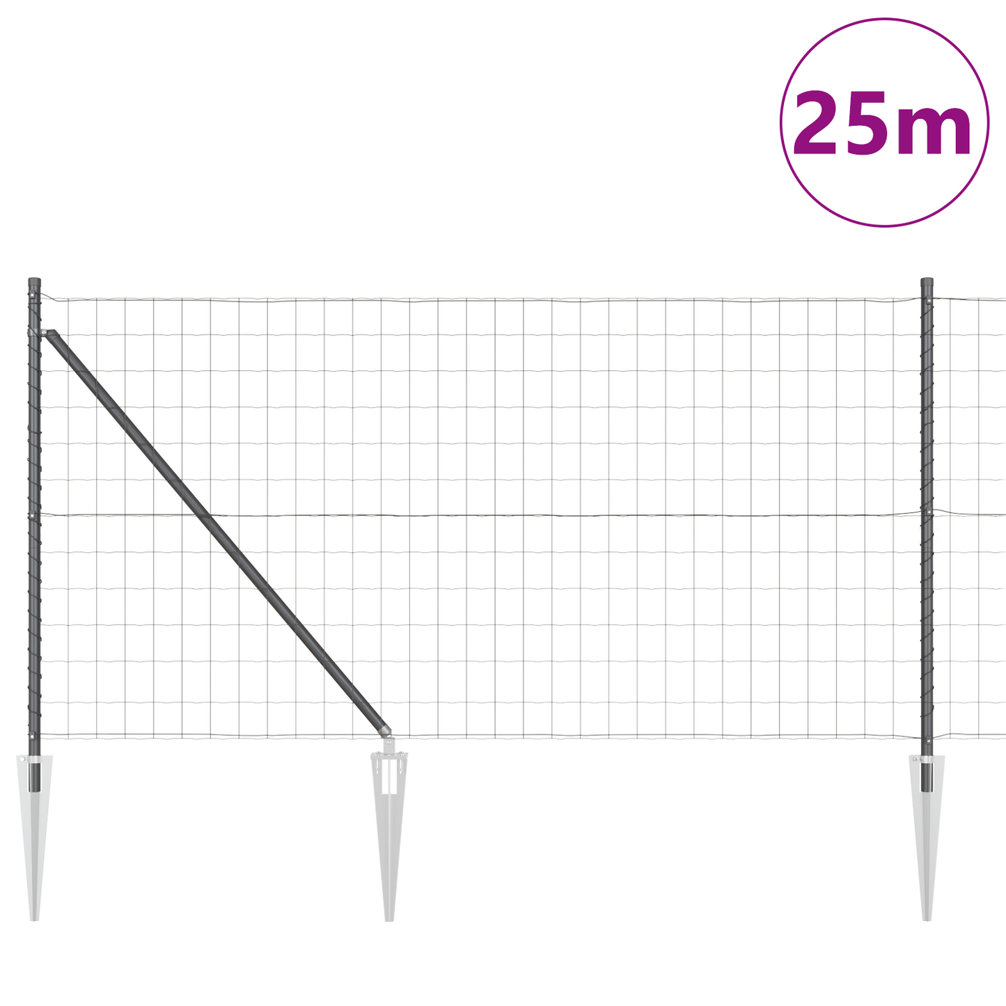 Euro-gjerde med pigger 25 x 1 m PVC-belagt stål Grå Mesh