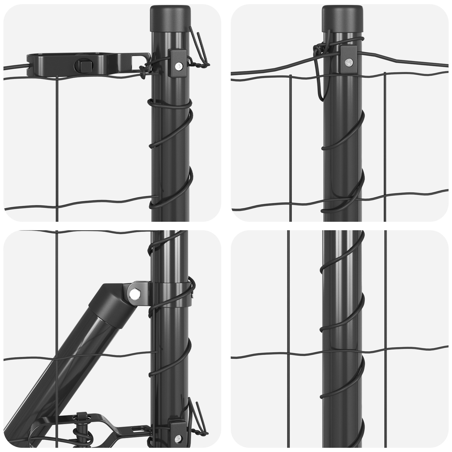 Gjerde med stolpe Grå 0,4 x 50 m Stål og PVC