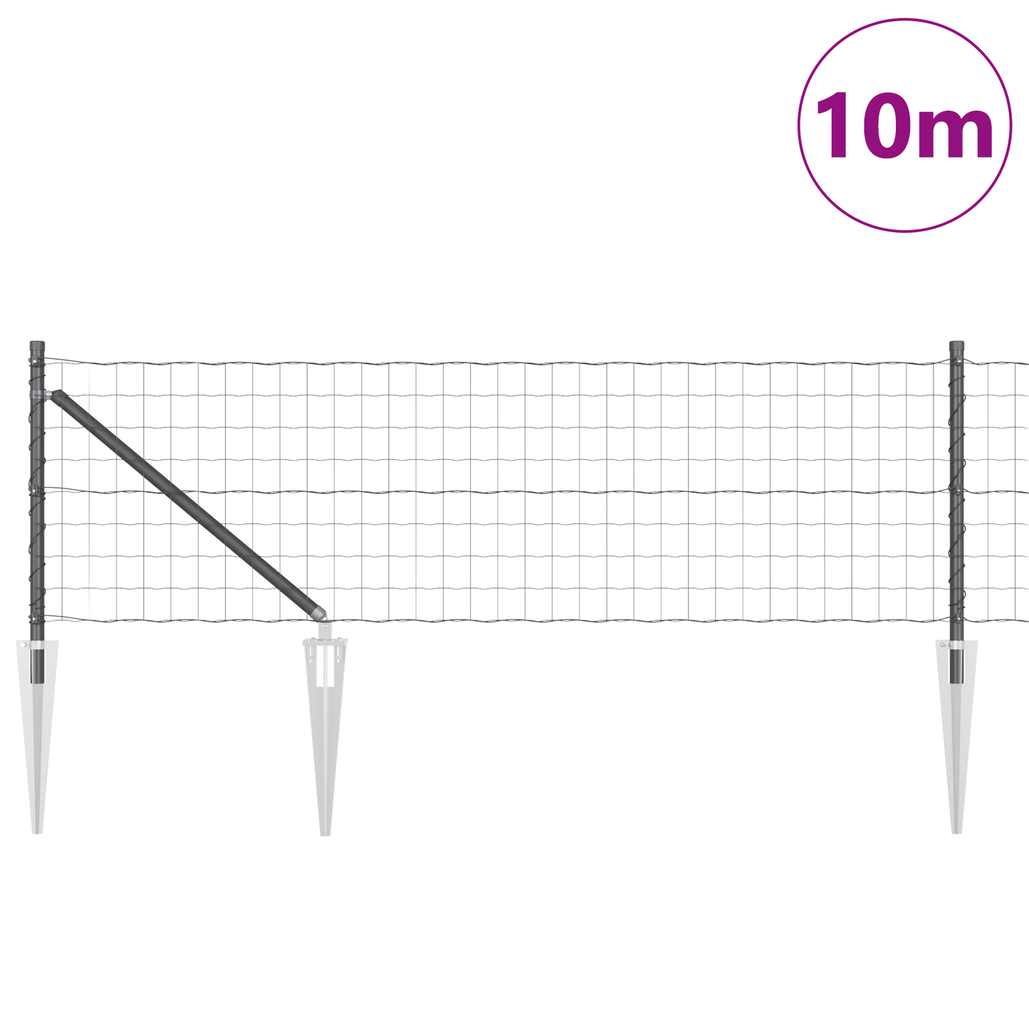 Gjerde med stolpe Grå 0,6 x 10 m Stål og PVC