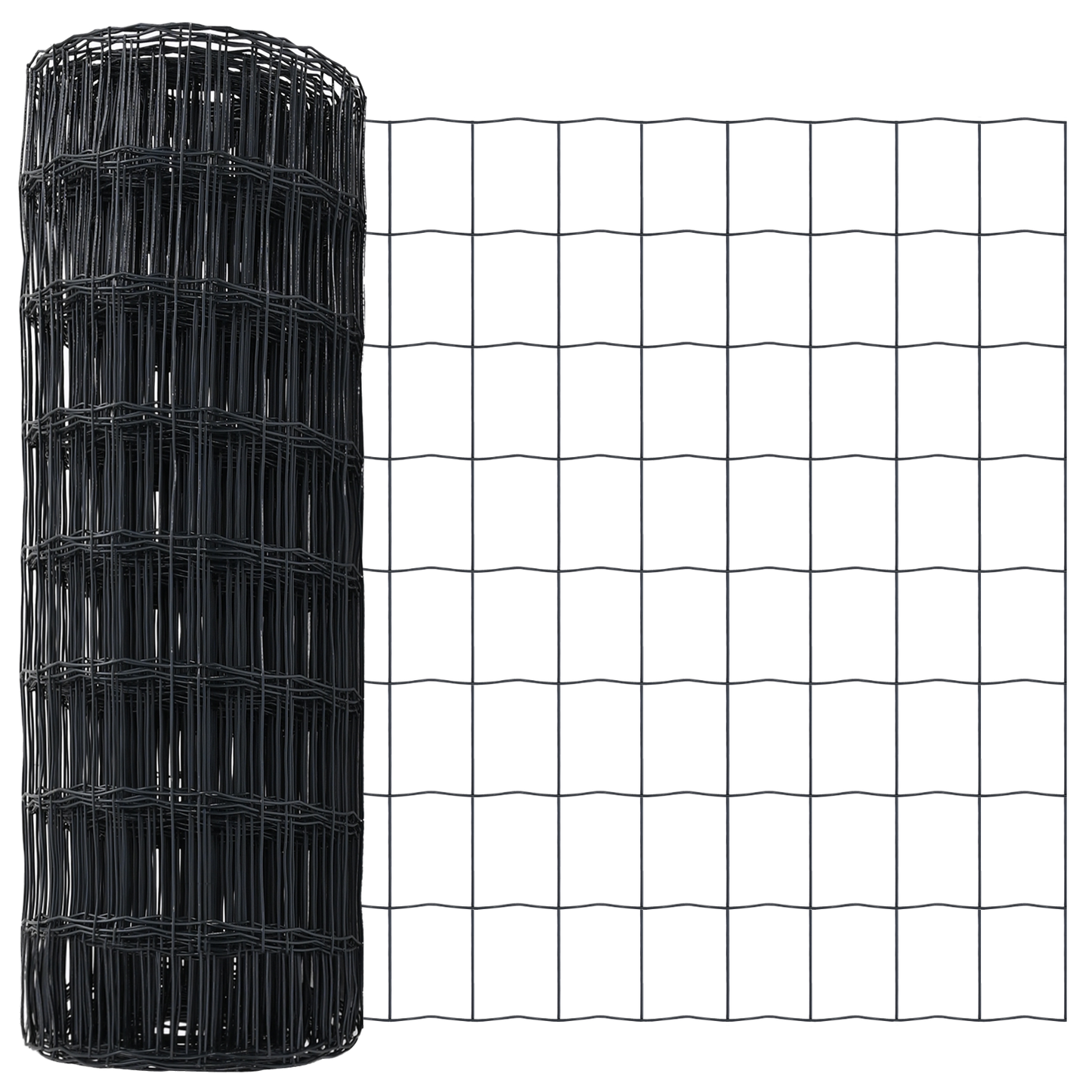 Gjerde med stolpe Grå 0,6 x 10 m Stål og PVC