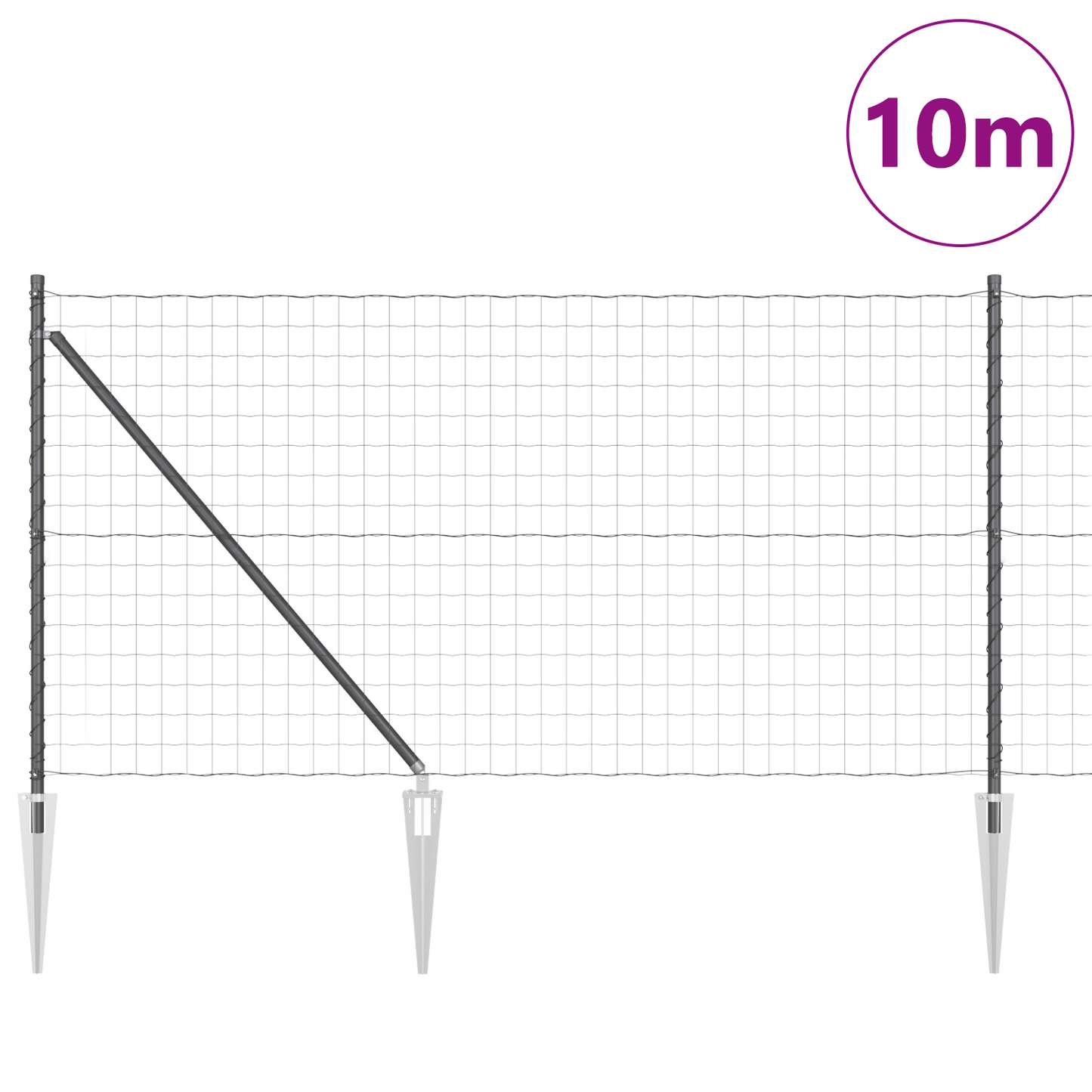 Gjerde med stolpe Grå 1 x 10 m Stål