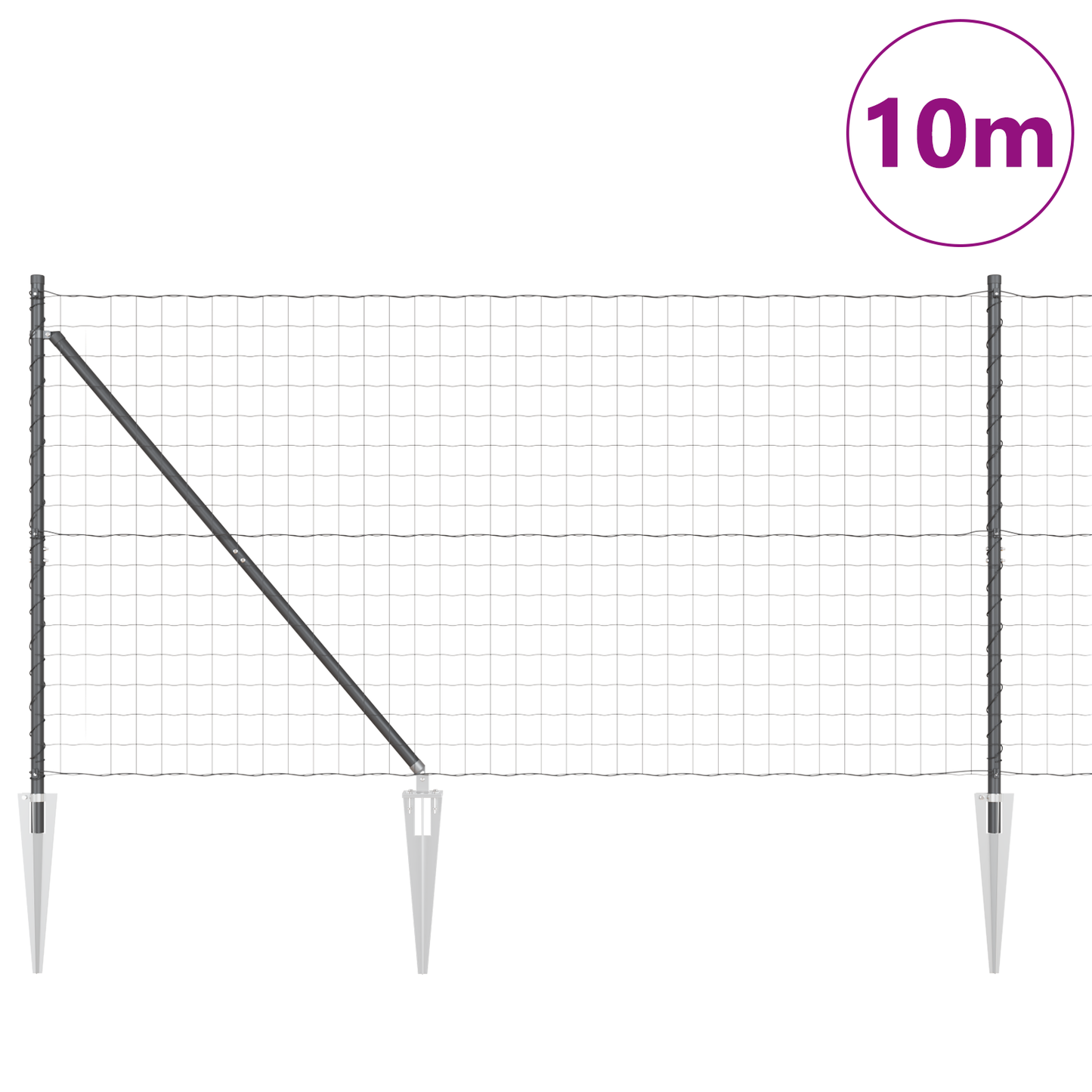 Euro-gjerde med pigger 10 x 1,2 m PVC-belagt stål Grå Mesh