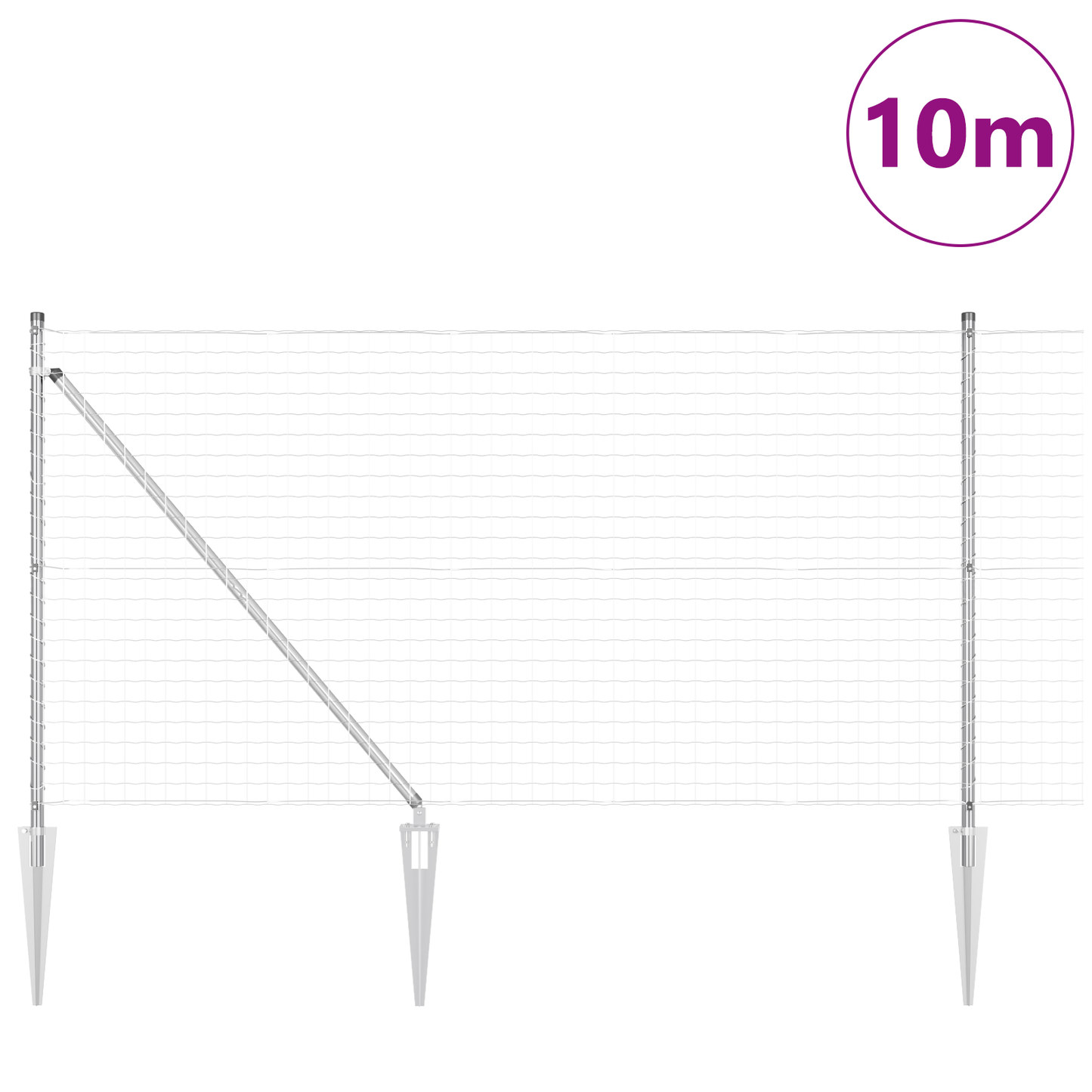 Gjerde med stolpe sølv 1 x 10 m Stål